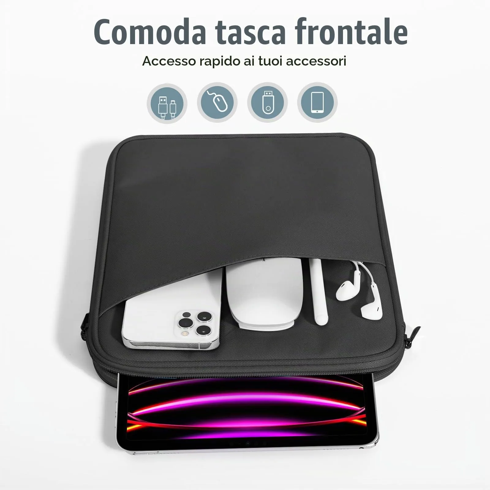 TiMOVO Custodia Tablet 13 Pollici con Tasca, Nero - immagine 6