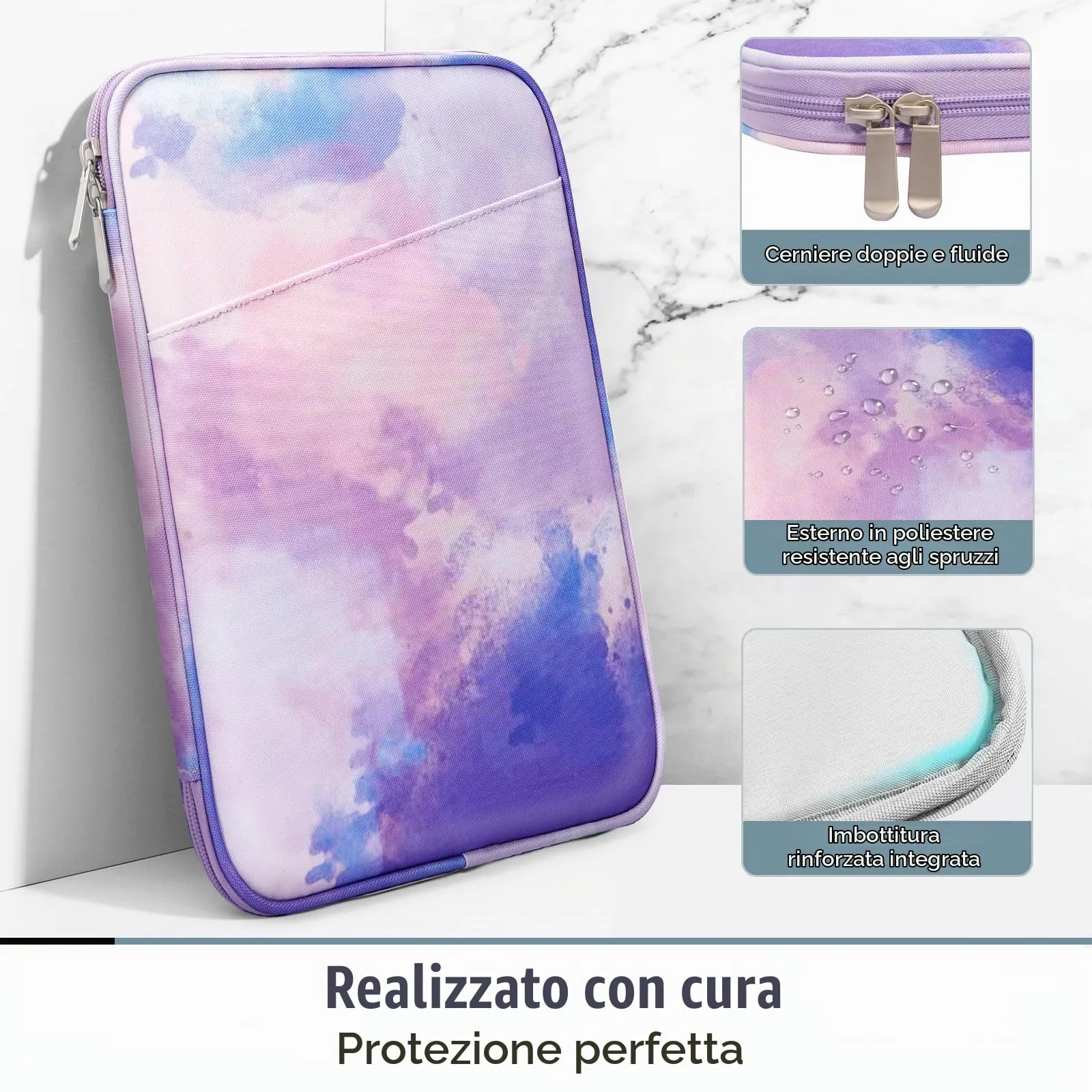 TiMOVO Custodia Tablet 13 Pollici con Tasca, Viola di Acquerello - immagine 4