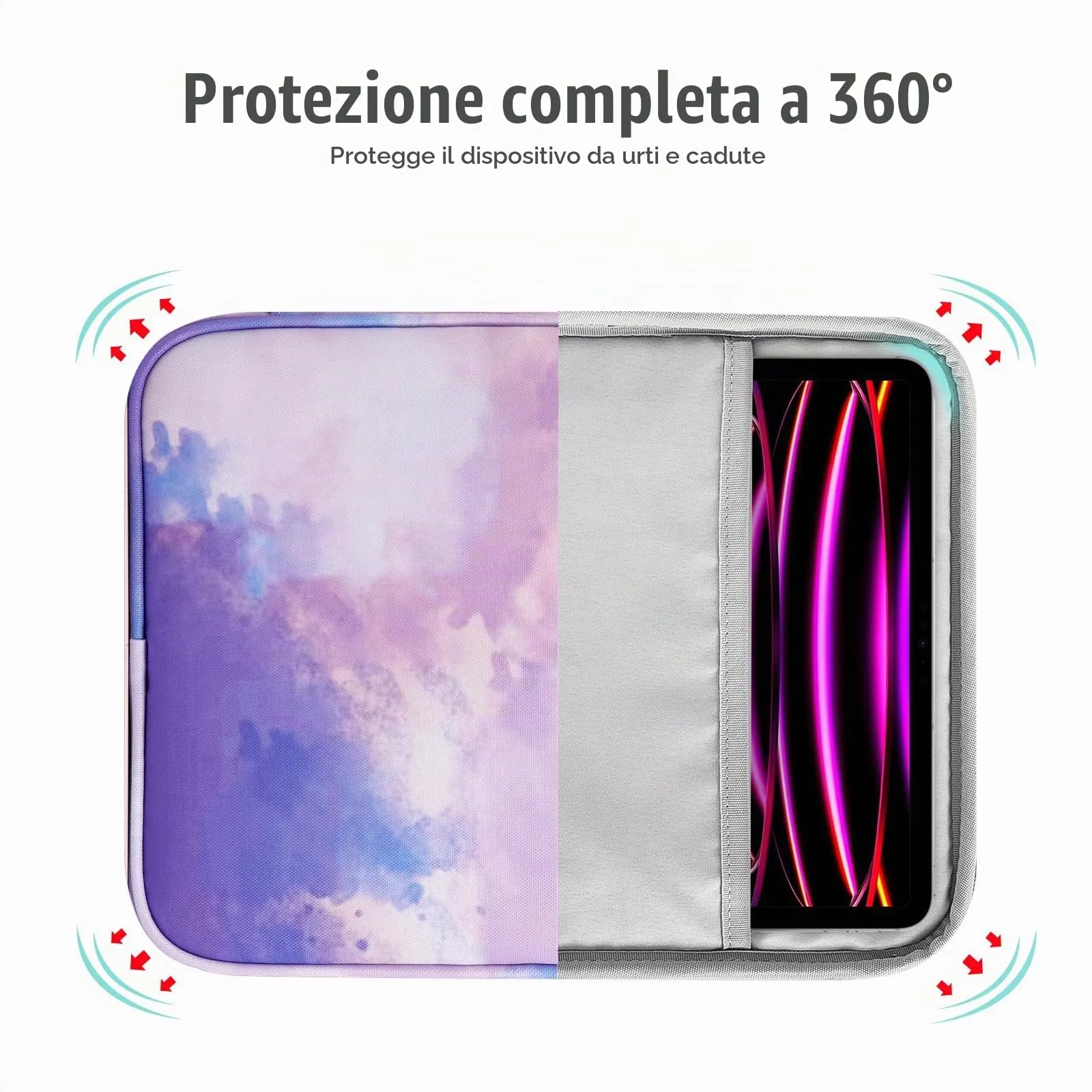 TiMOVO Custodia Tablet 13 Pollici con Tasca, Viola di Acquerello - immagine 5