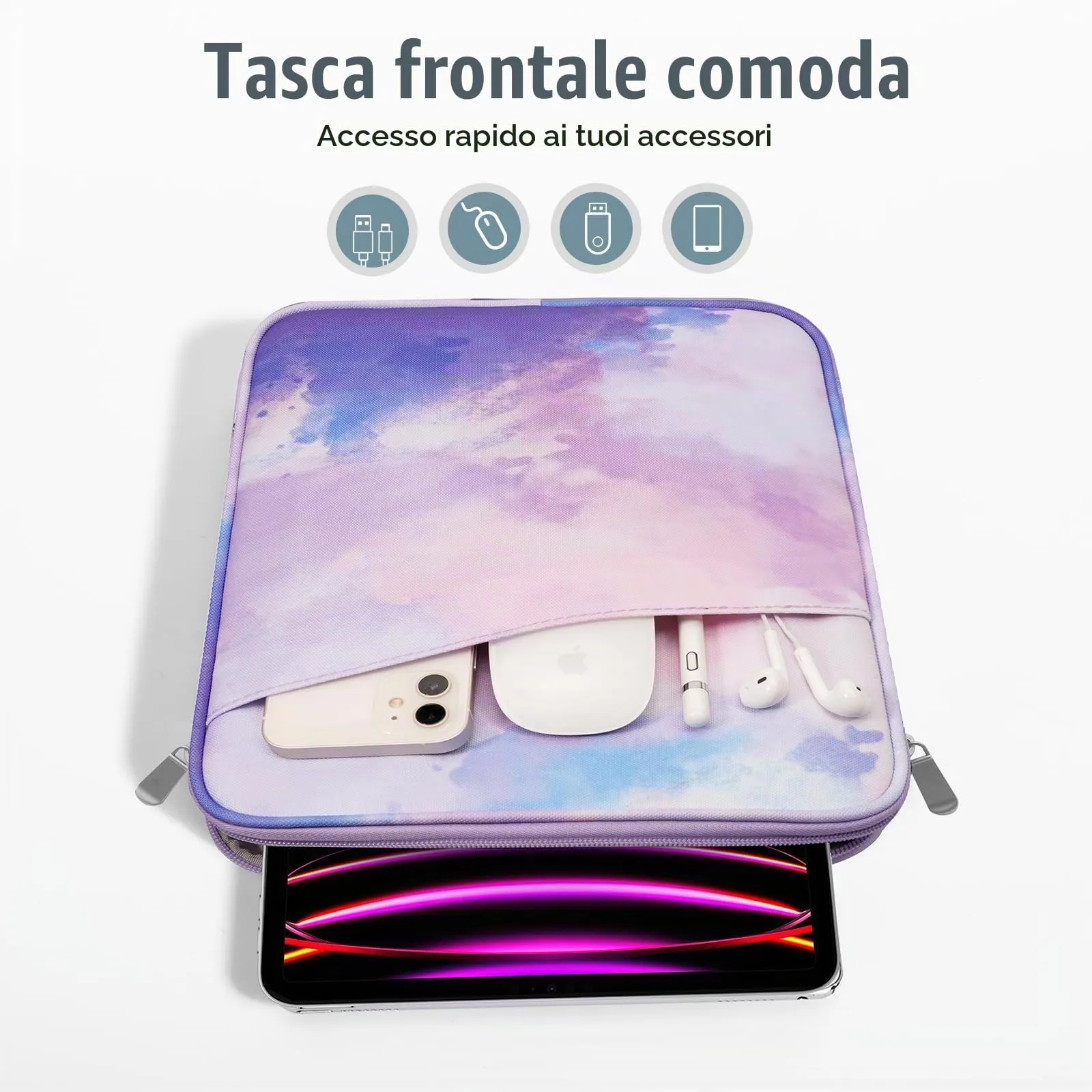 TiMOVO Custodia Tablet 13 Pollici con Tasca, Viola di Acquerello - immagine 6