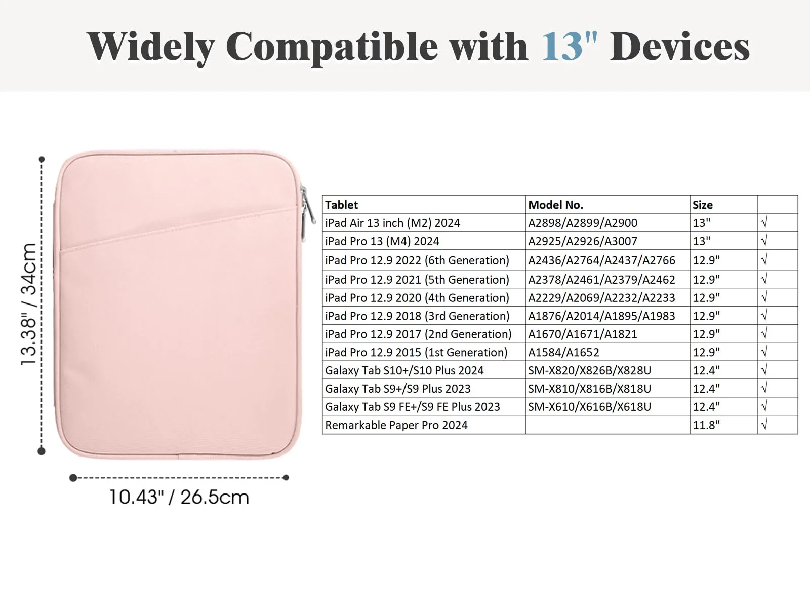 TiMOVO Custodia Tablet 13 Pollici con Tasca, Rosa - immagine 2