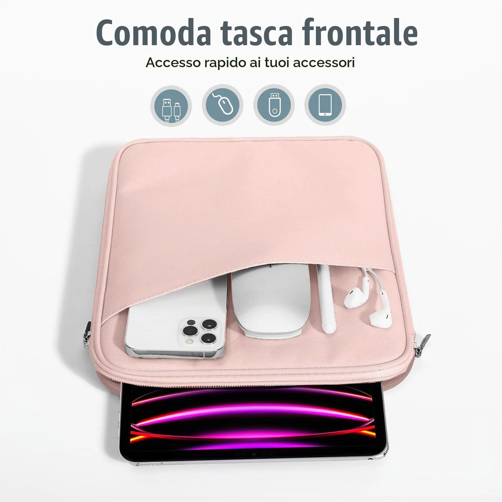 TiMOVO Custodia Tablet 13 Pollici con Tasca, Rosa - immagine 6