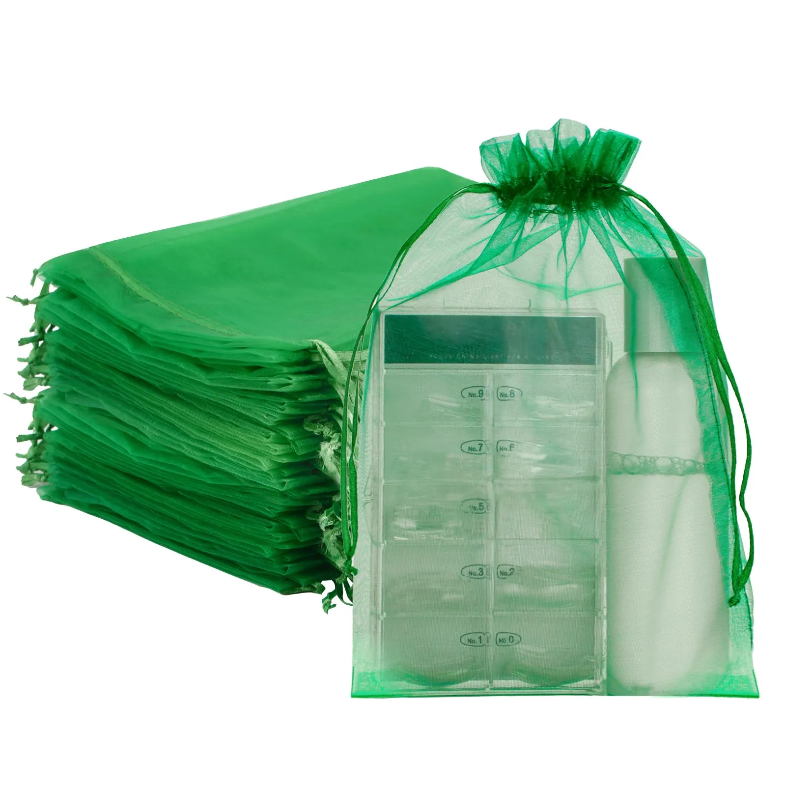 G2PLUS 50 Sacchetti Organza Verde,17x23CM Sacchetti Organza Regalo - immagine 1