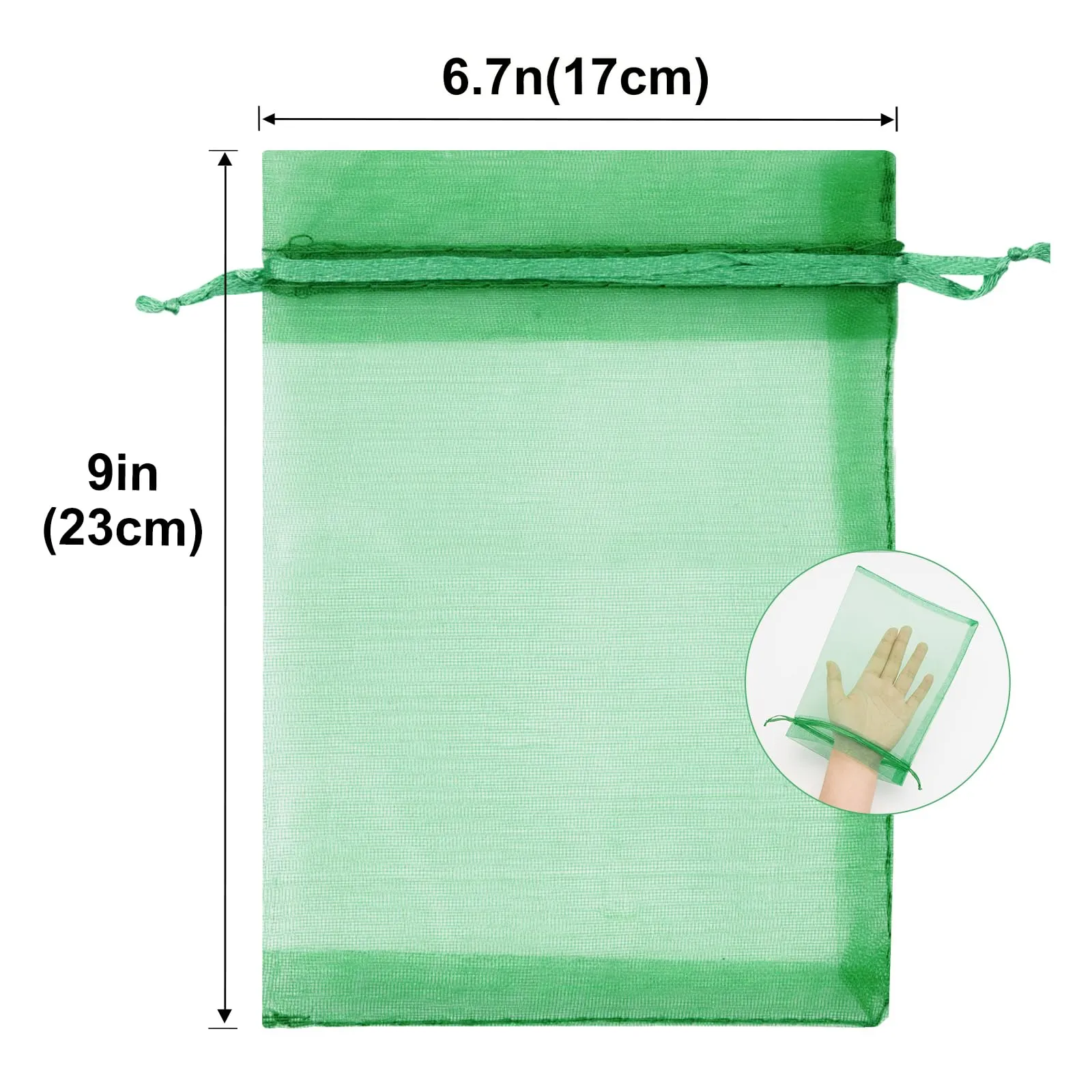 G2PLUS 50 Sacchetti Organza Verde,17x23CM Sacchetti Organza Regalo - immagine 3