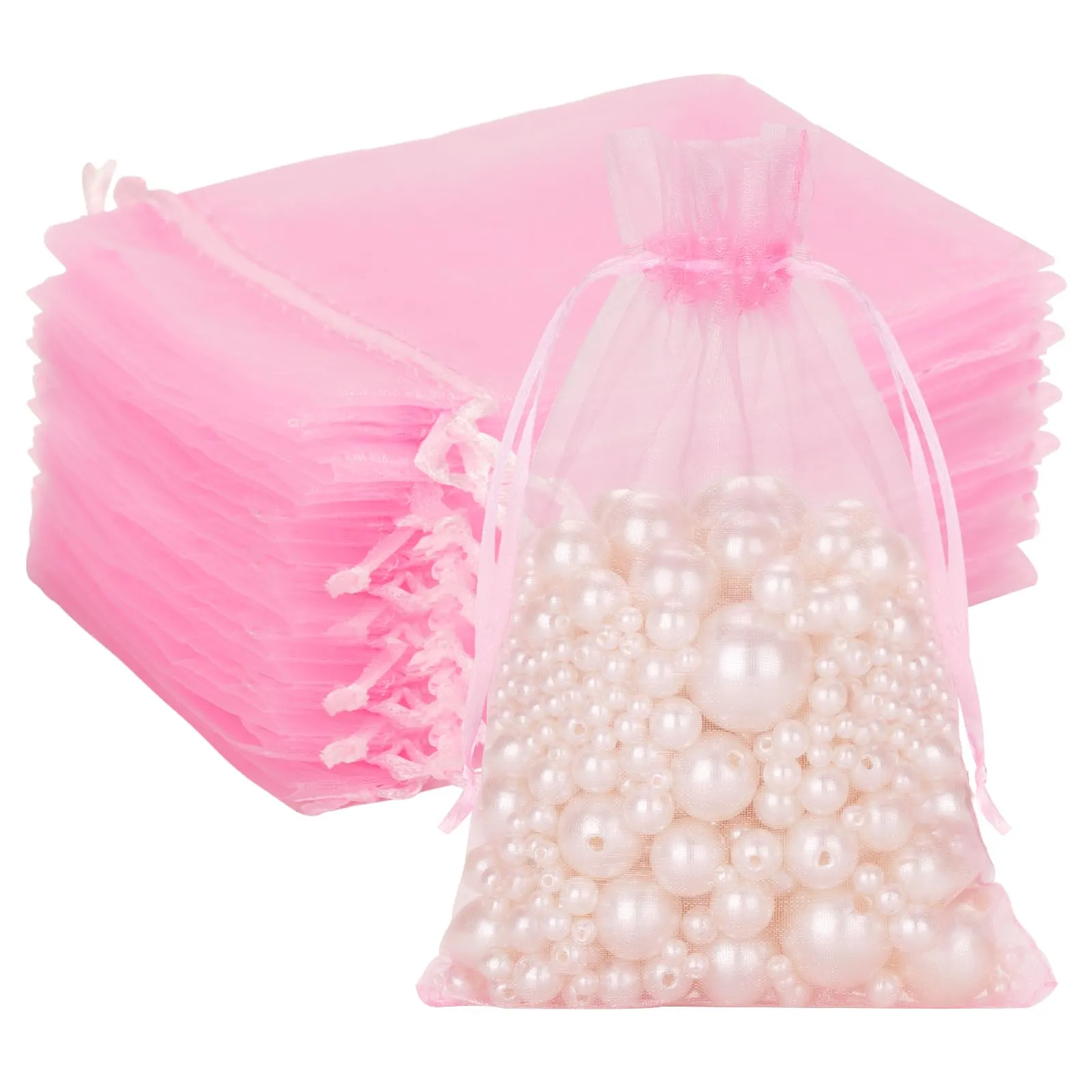 G2PLUS 50PCS Rosa Sacchetti Organza,13x18CM Sacchetti Organza Regalo - immagine 1