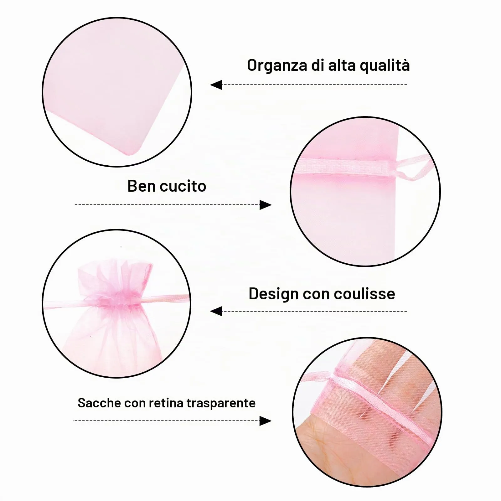 G2PLUS 50PCS Rosa Sacchetti Organza,13x18CM Sacchetti Organza Regalo - immagine 3