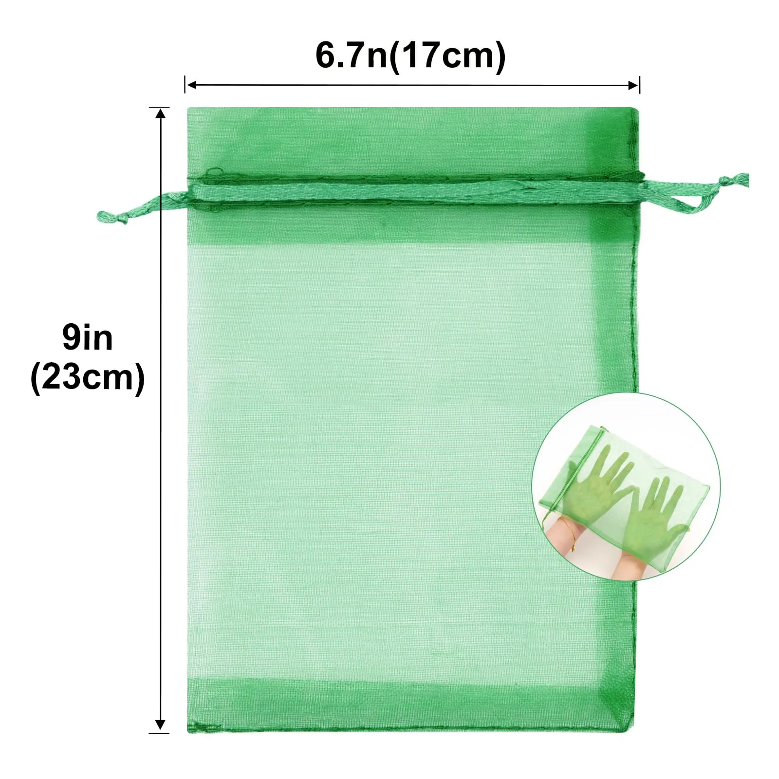 G2PLUS 50PCS Verde Sacchetti Organza,20x30CM Sacchetti Organza Regalo - immagine 3
