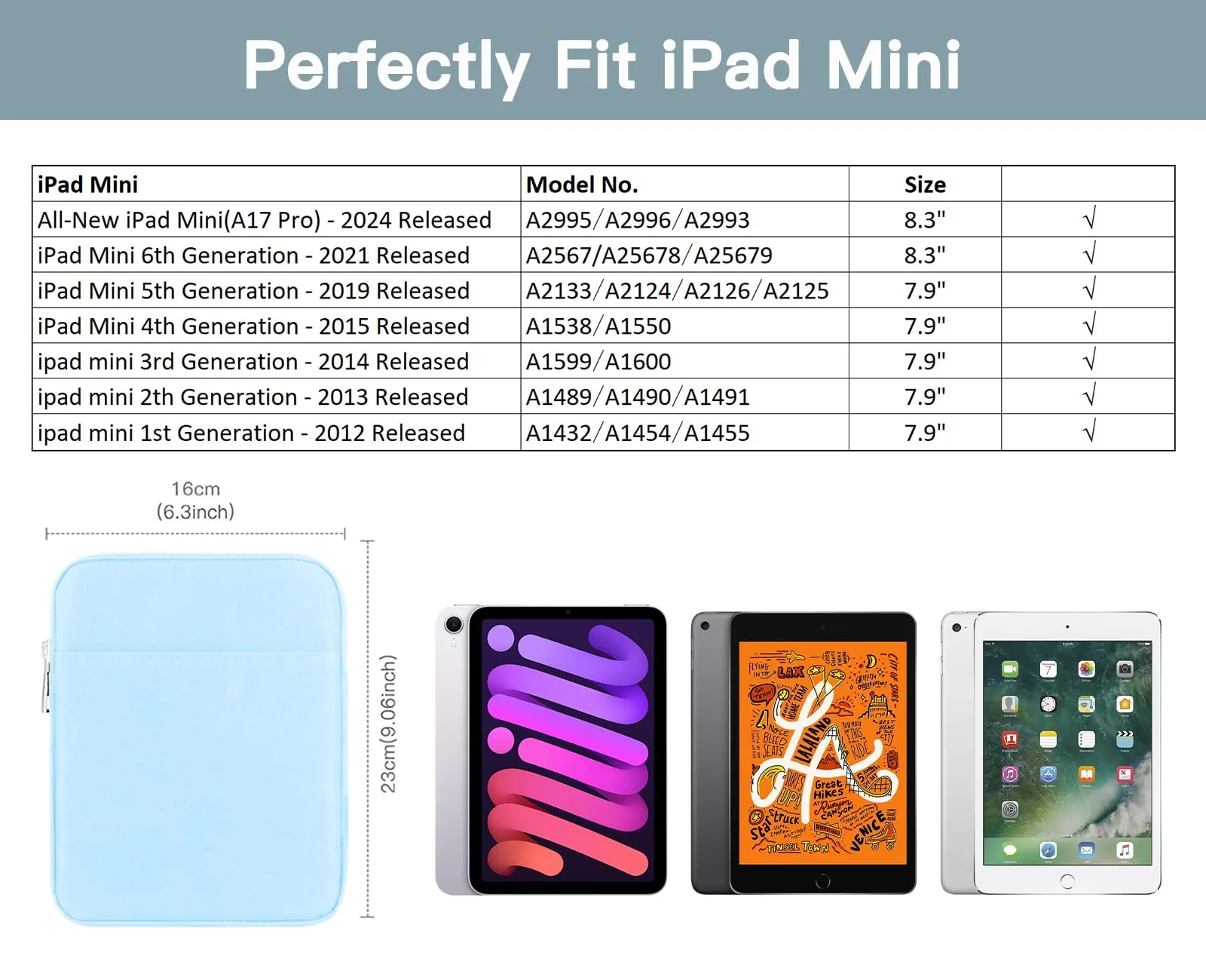 TiMOVO Custodia per Tablet 7-8 Pollici, Baby Blu - immagine 2