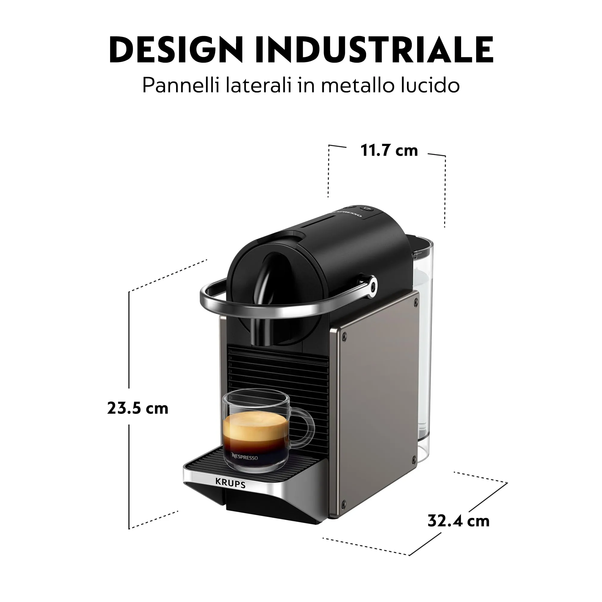 Krups Nespresso Pixie, Macchina per Caffè, Titan, XN306TK - immagine 5