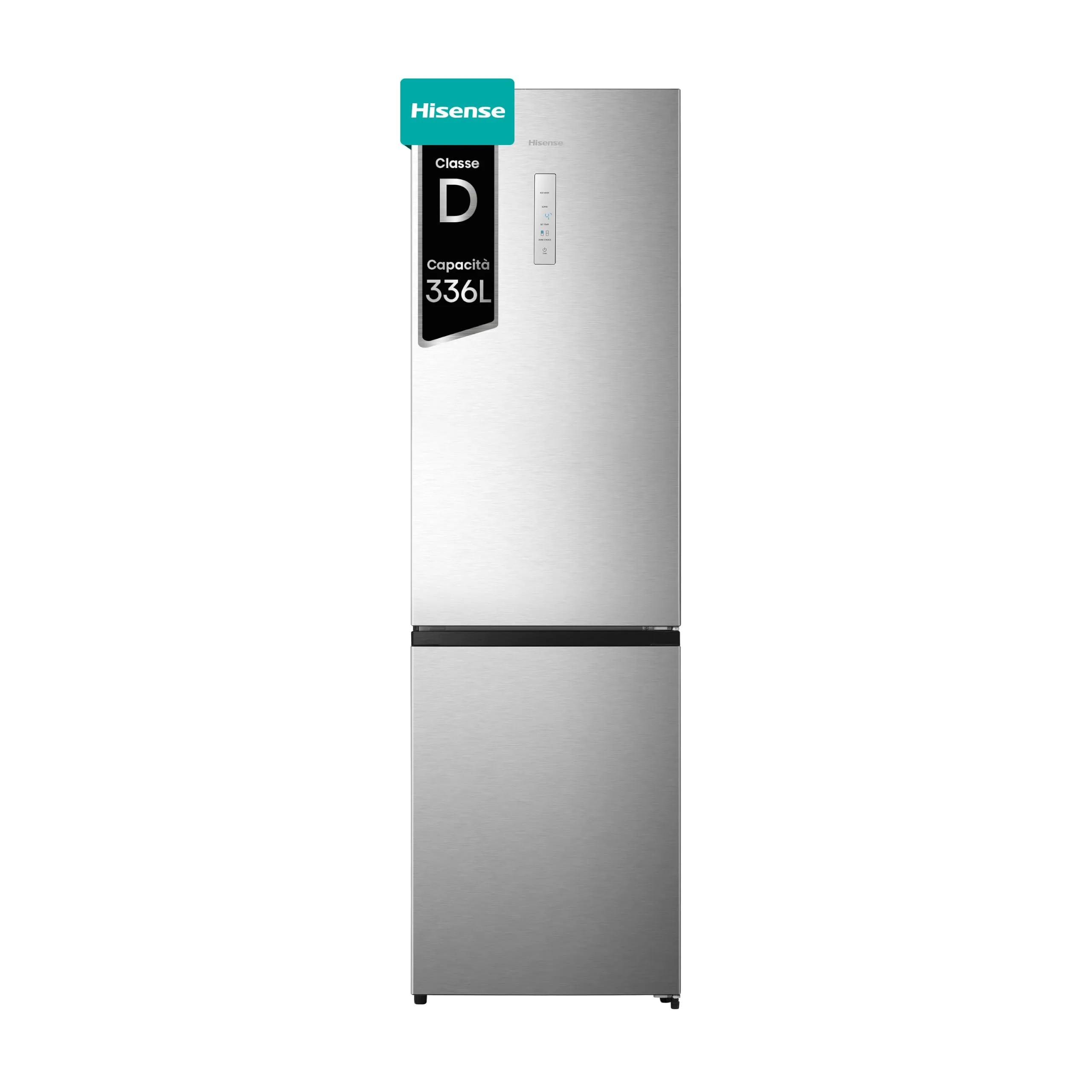 Hisense MC60331ID Frigorifero Combinato Total No Frost, 336 Litri, Classe D, Inox, Altezza 2 metri, Prof. 59 cm, Porta Reversibile, CrispZone, SmartHumidity, Big Box - immagine 1