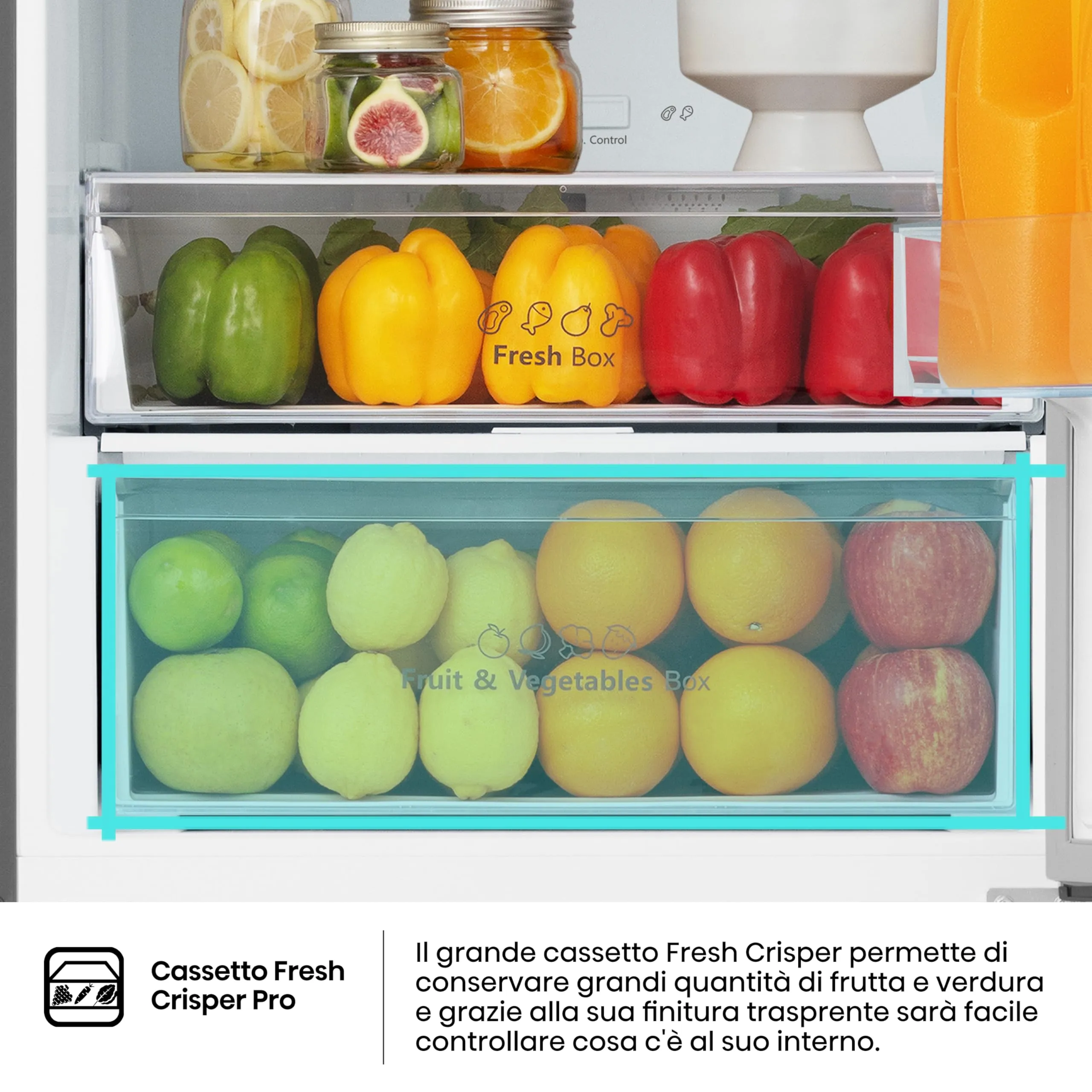 Hisense MC60331ID Frigorifero Combinato Total No Frost, 336 Litri, Classe D, Inox, Altezza 2 metri, Prof. 59 cm, Porta Reversibile, CrispZone, SmartHumidity, Big Box - immagine 7
