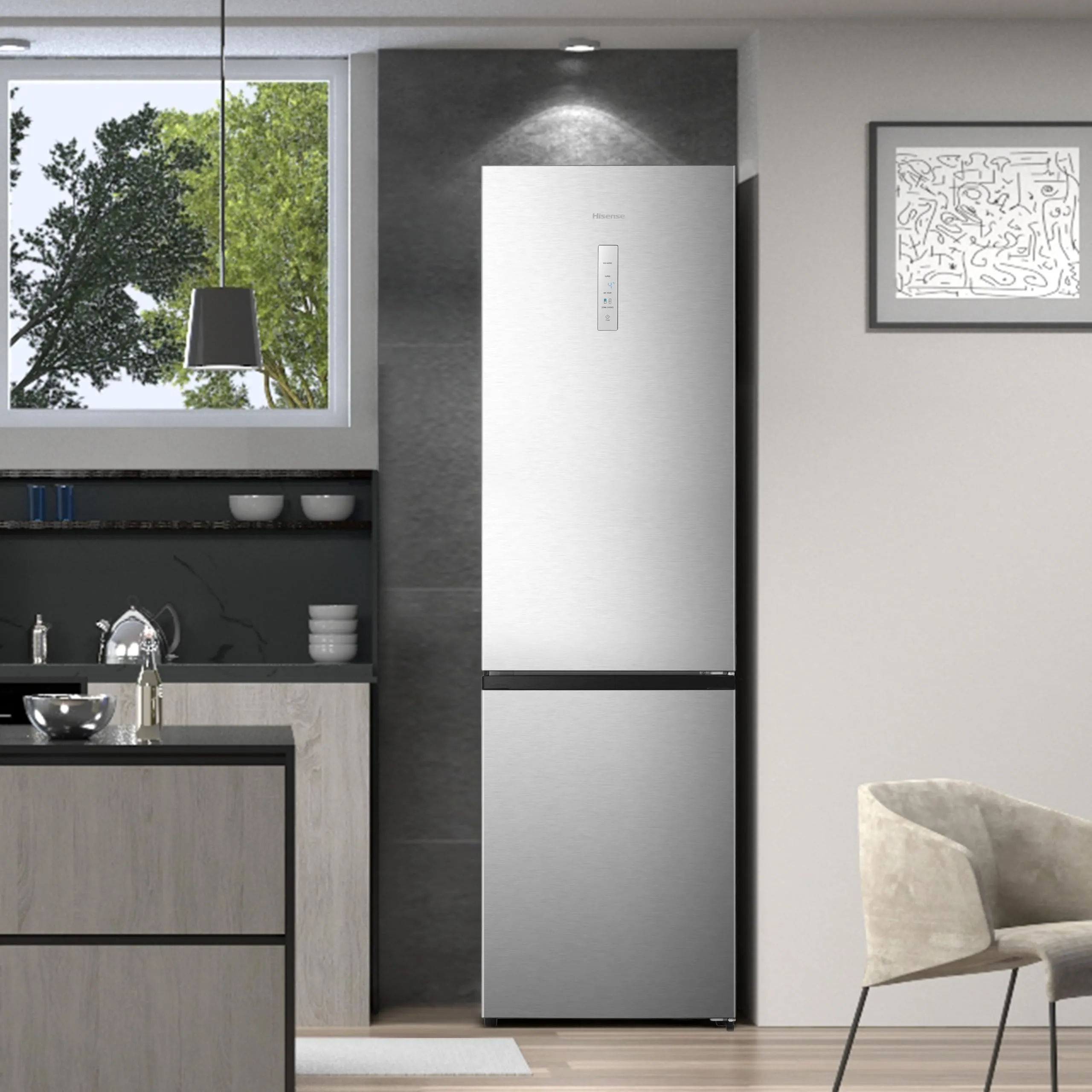 Hisense MC60331ID Frigorifero Combinato Total No Frost, 336 Litri, Classe D, Inox, Altezza 2 metri, Prof. 59 cm, Porta Reversibile, CrispZone, SmartHumidity, Big Box - immagine 10