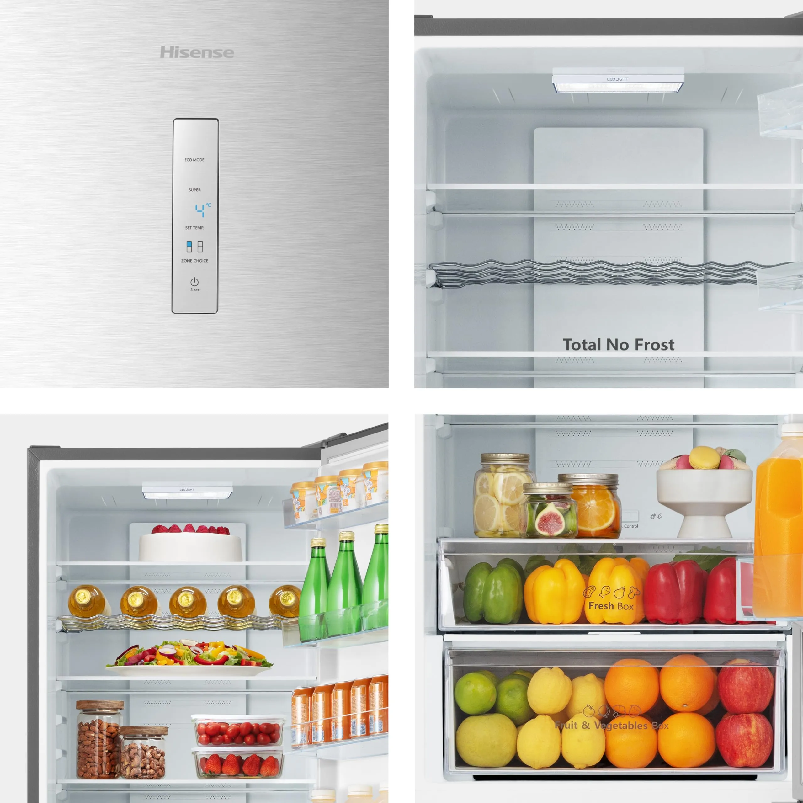 Hisense MC60331ID Frigorifero Combinato Total No Frost, 336 Litri, Classe D, Inox, Altezza 2 metri, Prof. 59 cm, Porta Reversibile, CrispZone, SmartHumidity, Big Box - immagine 11