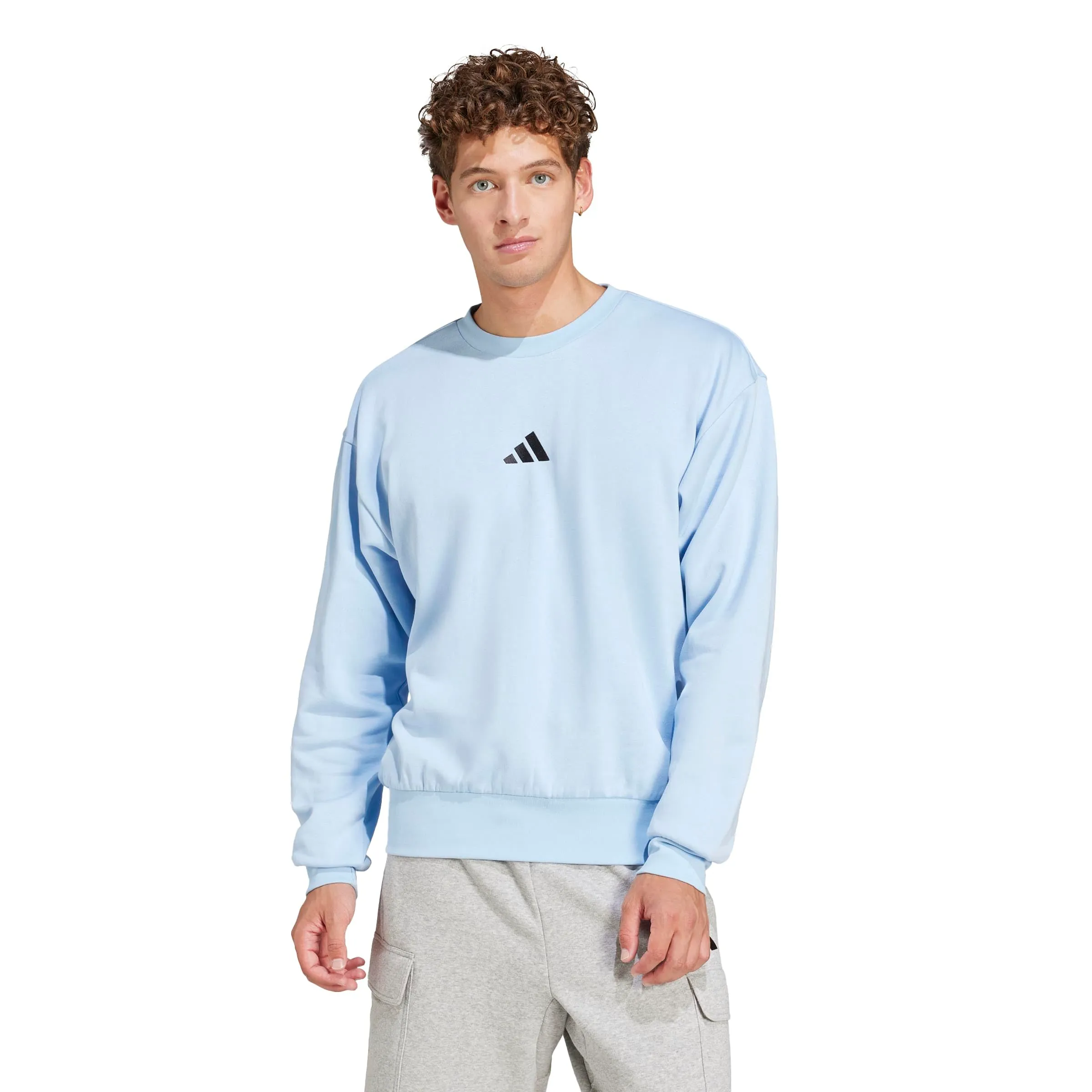 Adidas Essentials Feel Cozy - Felpa in Pile da Uomo, Blu/Nero, M - immagine 1