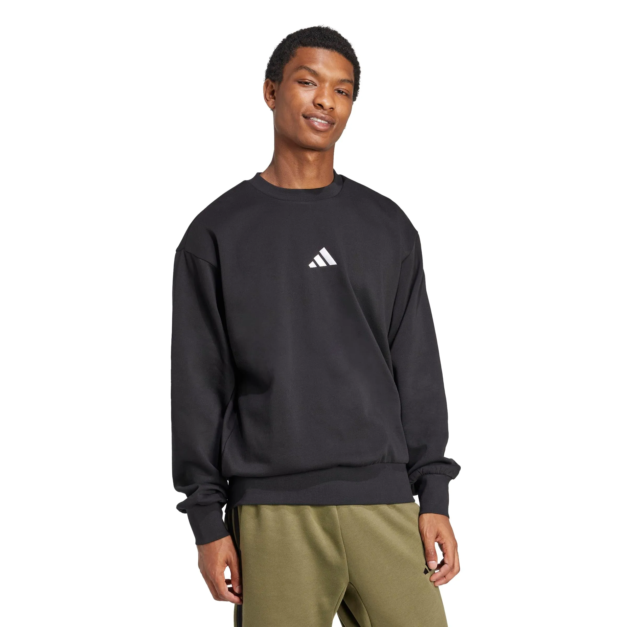 Adidas Essentials Feel Cozy - Felpa in Pile da Uomo, Nero/Bianco., XL - immagine 2