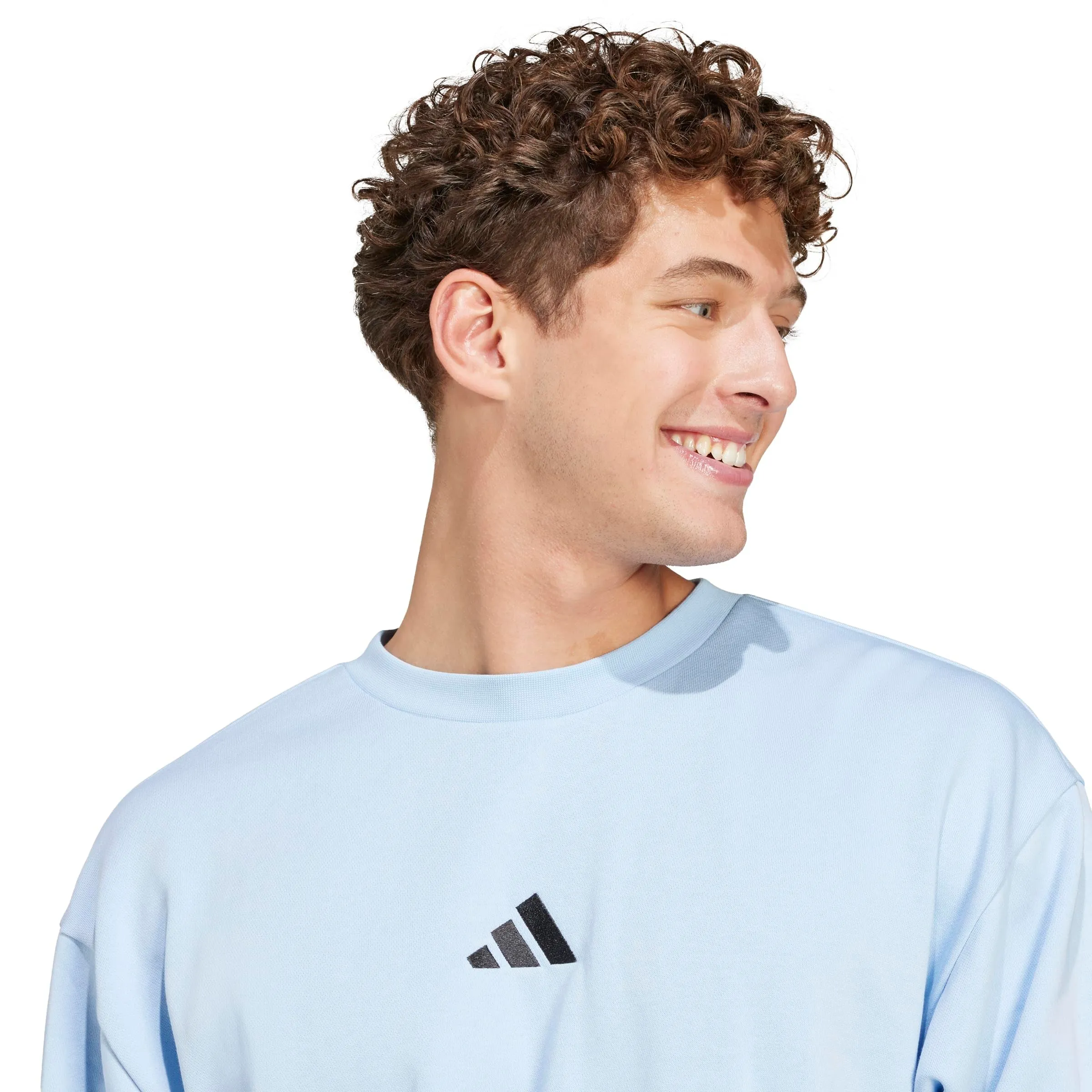 Adidas Essentials Feel Cozy - Felpa in Pile da Uomo, Blu/Nero, S - immagine 5