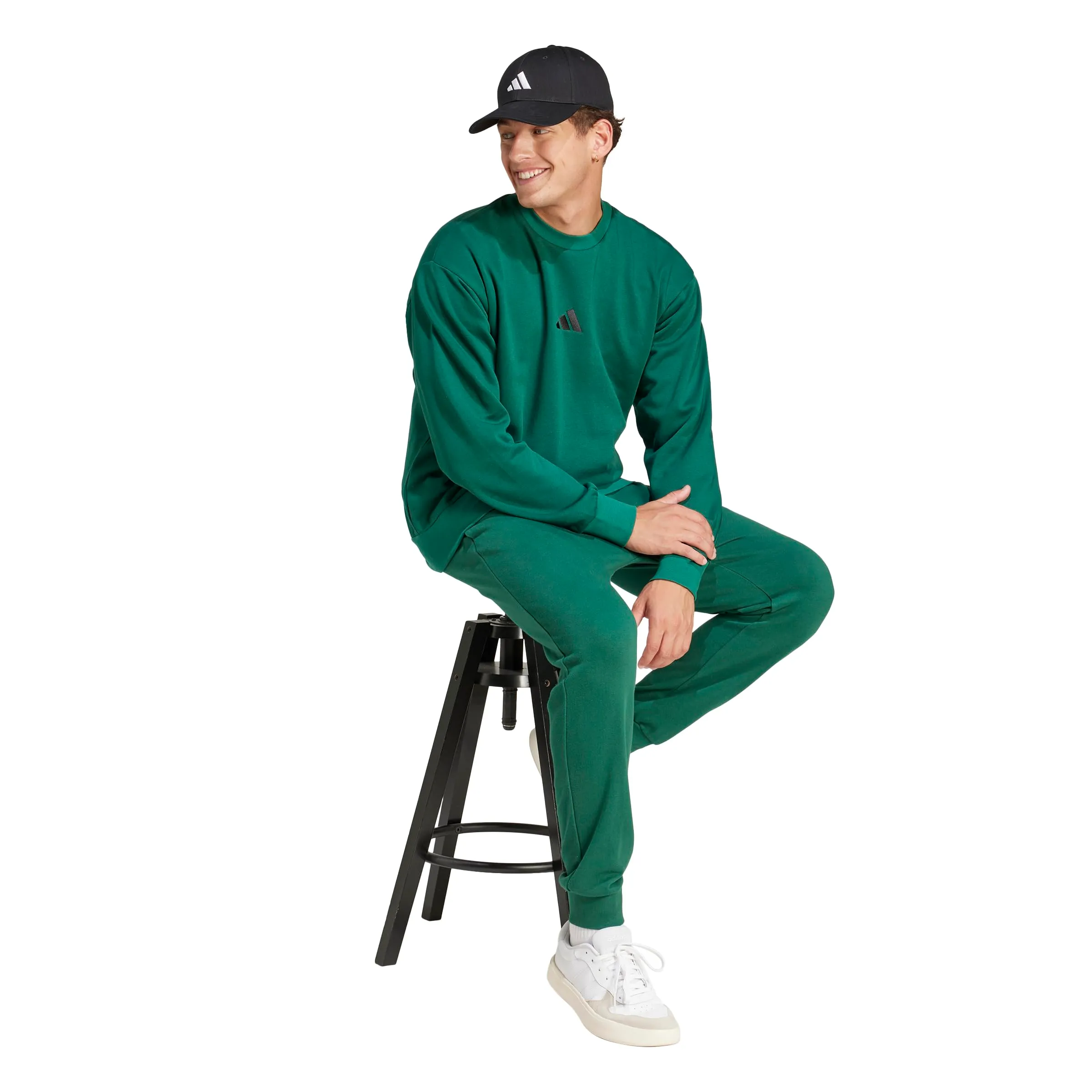 Adidas Essentials Fleece - Felpa da Tuta da Uomo, Verde e Nero, XS - immagine 6