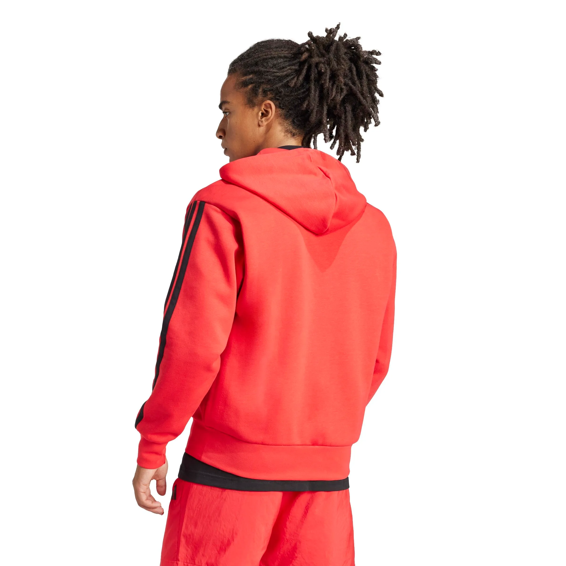 adidas - Felpa da uomo Essentials con 3 strisce e zip integrale, Pure Ruby/Nero, Taglia XL - immagine 4