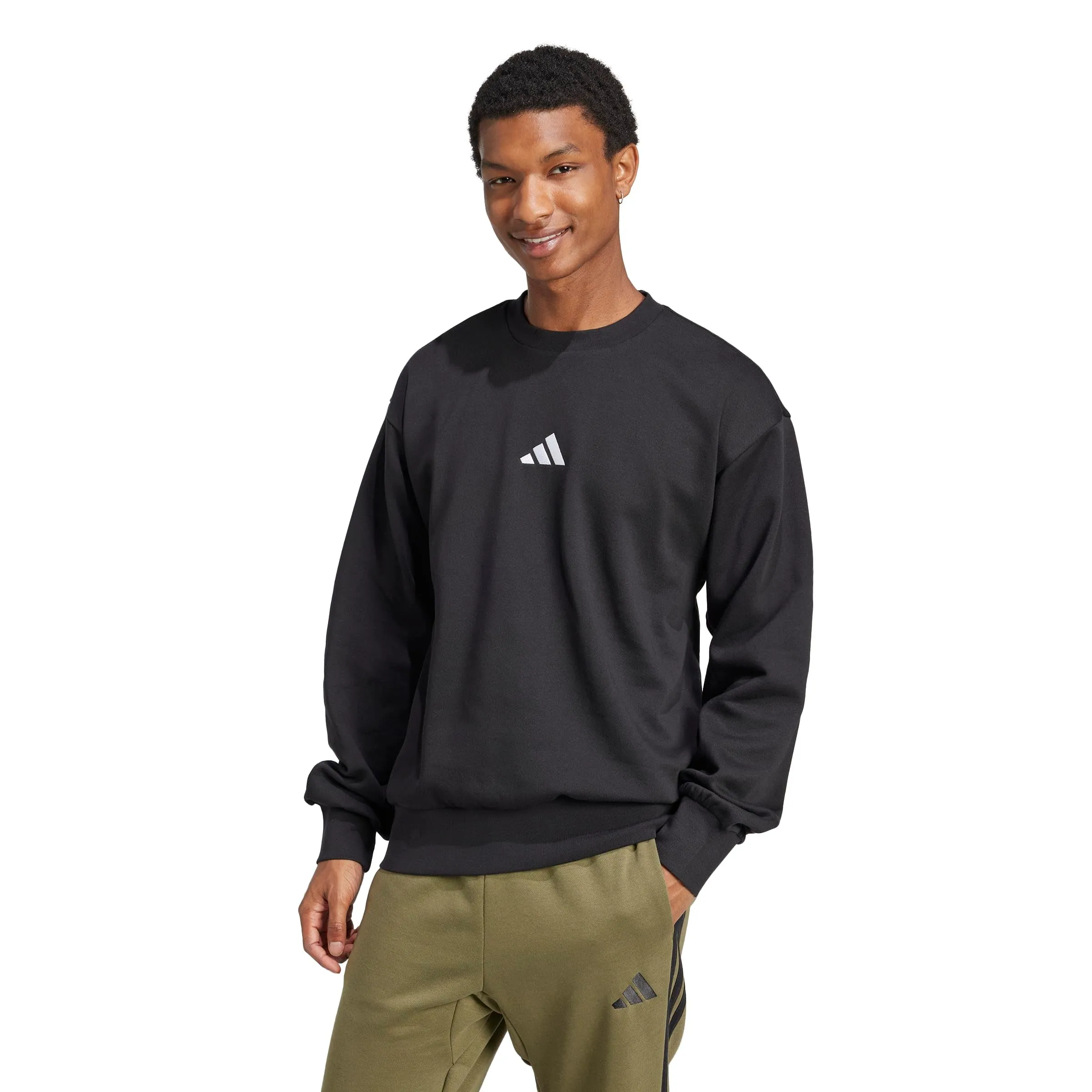 Adidas Essentials Feel Cozy - Felpa in Pile, da Uomo, Colore: Nero/Bianco, Nero/Bianco., XS - immagine 1