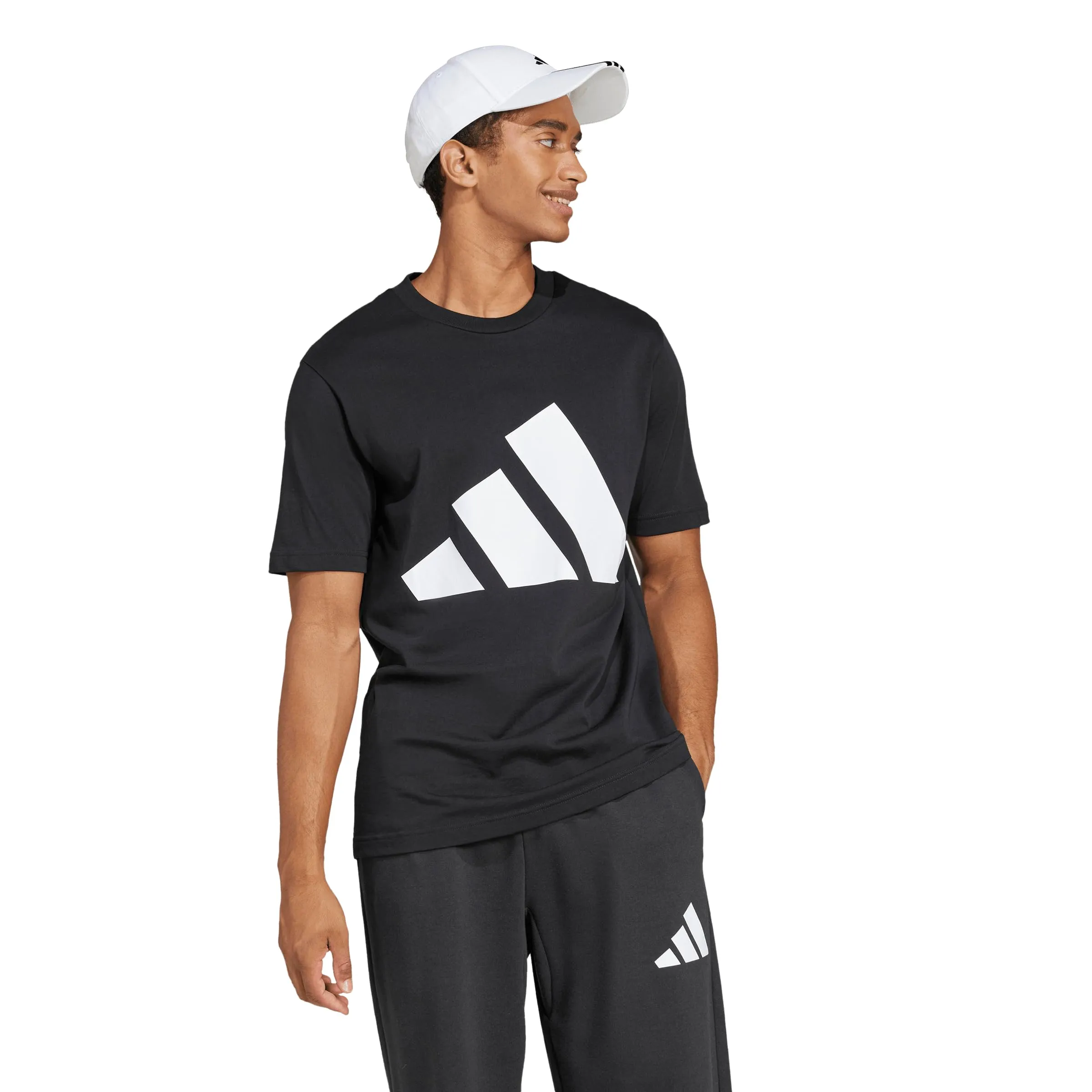 adidas Essentials Single Jersey Big Logo Maglietta Camicia da uomo, nero/bianco, M - immagine 2