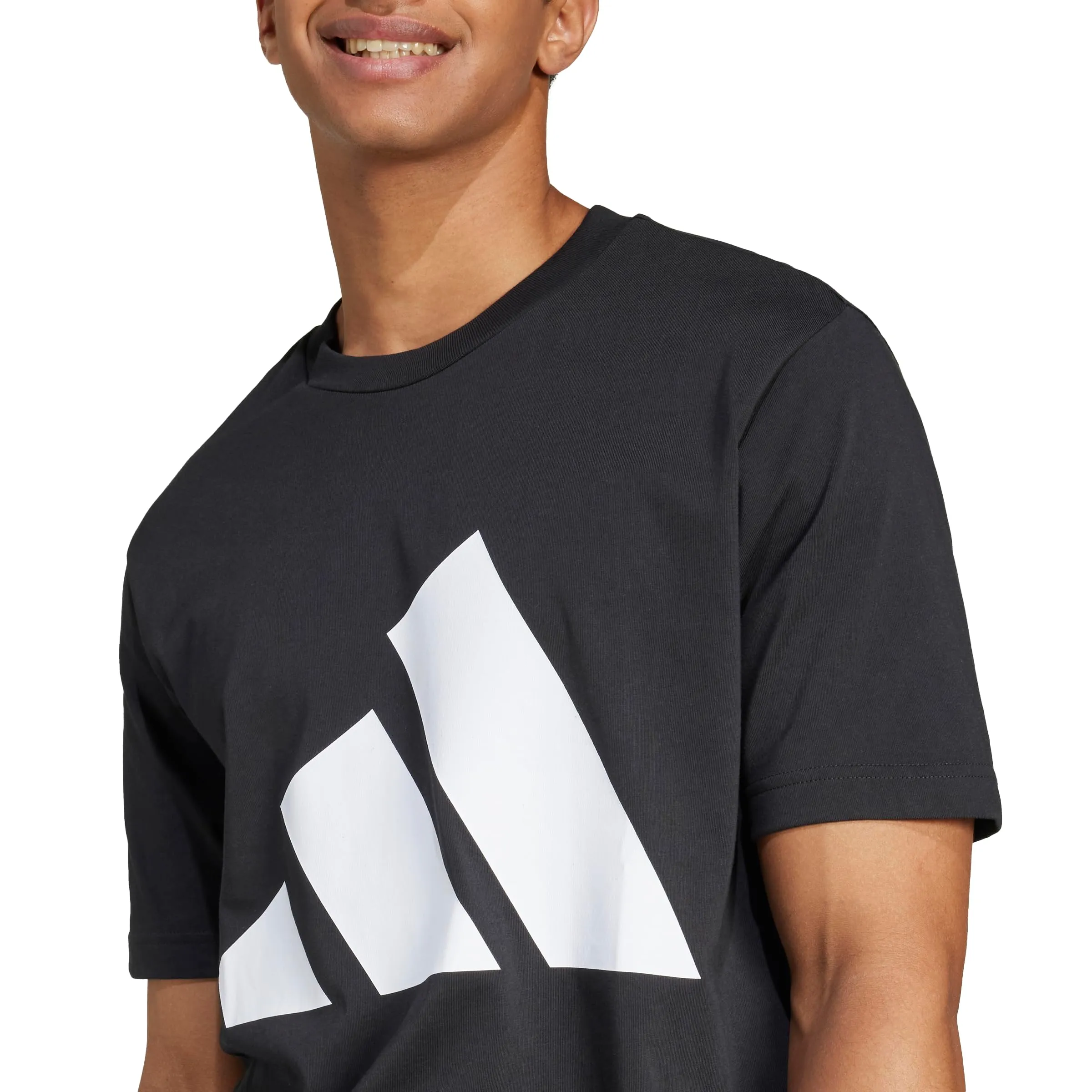 adidas Essentials Single Jersey Big Logo Maglietta Camicia da uomo, nero/bianco, M - immagine 4
