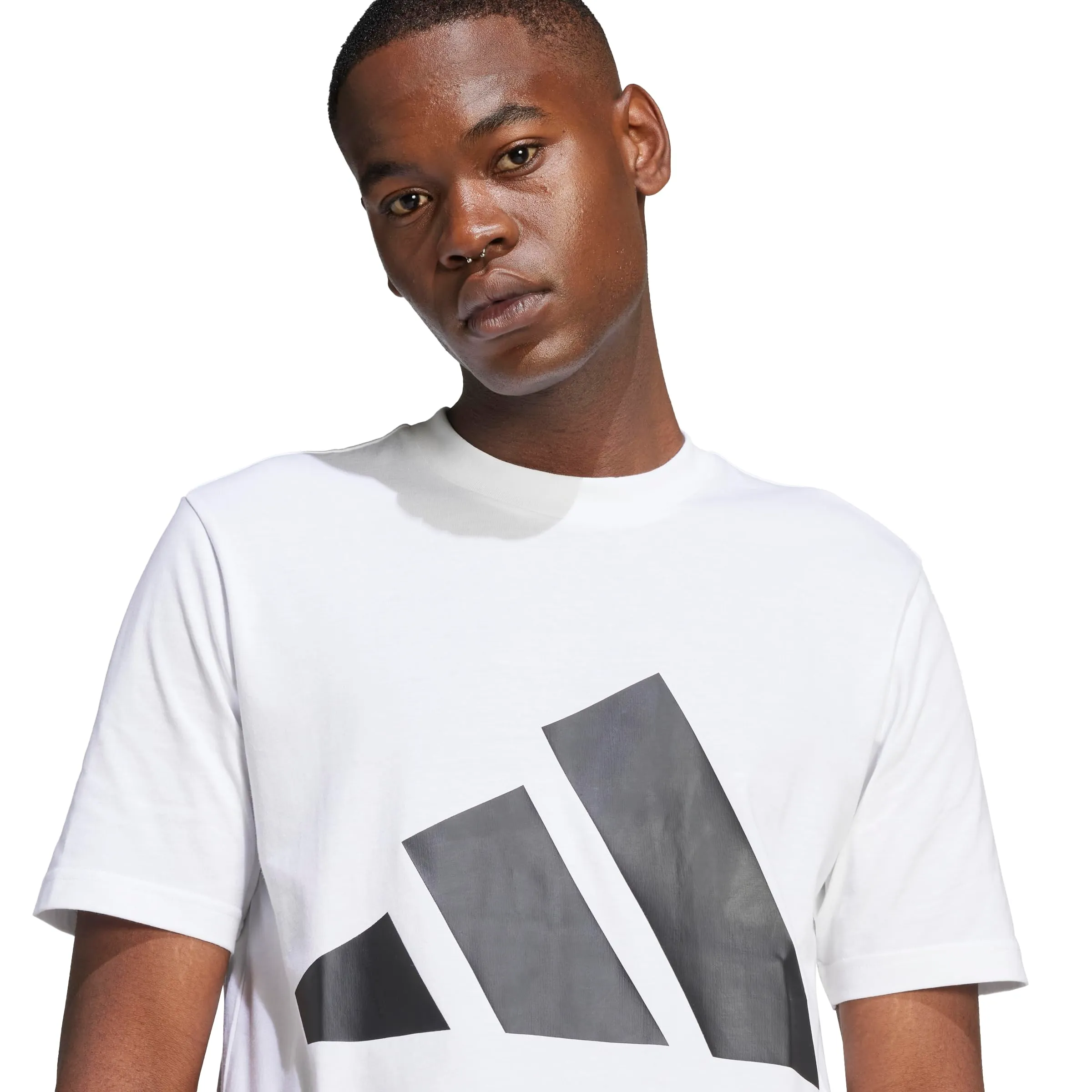 Adidas T-Shirt da Uomo Essentials Big Logo Single Jersey, Bianco/Nero, XL - immagine 4