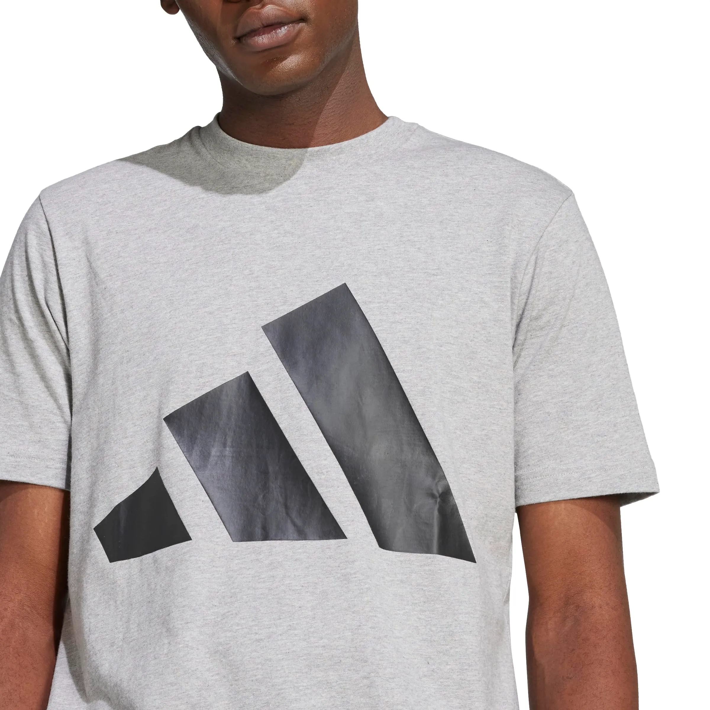 Adidas - Maglietta da Corsa da Uomo, Grigio mélange/Nero (Medium Grey Heather/Black), L - immagine 5