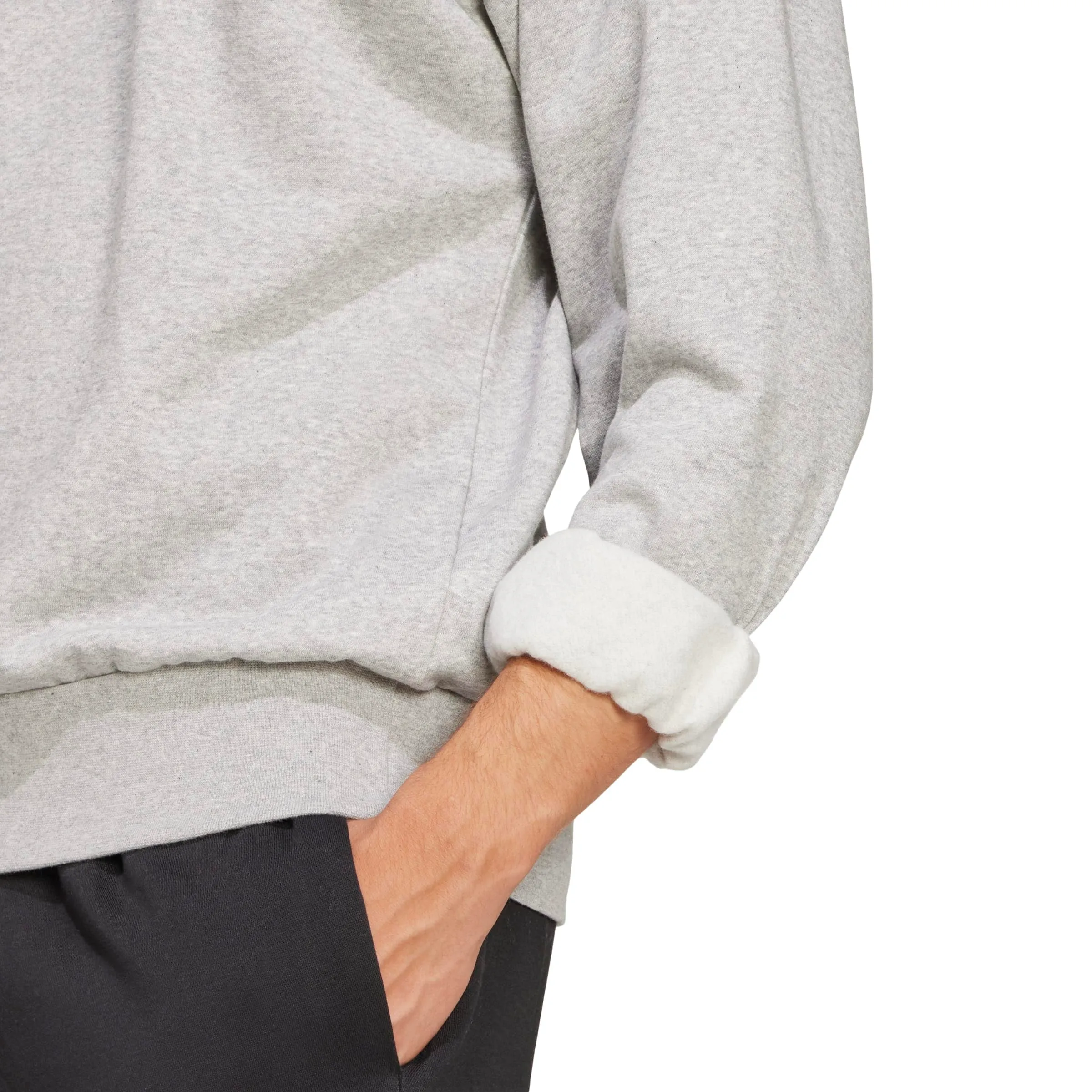 Adidas Essentials Feel Cozy - Felpa in Pile da Uomo, Grigio Medio Melange/Nero, M - immagine 6