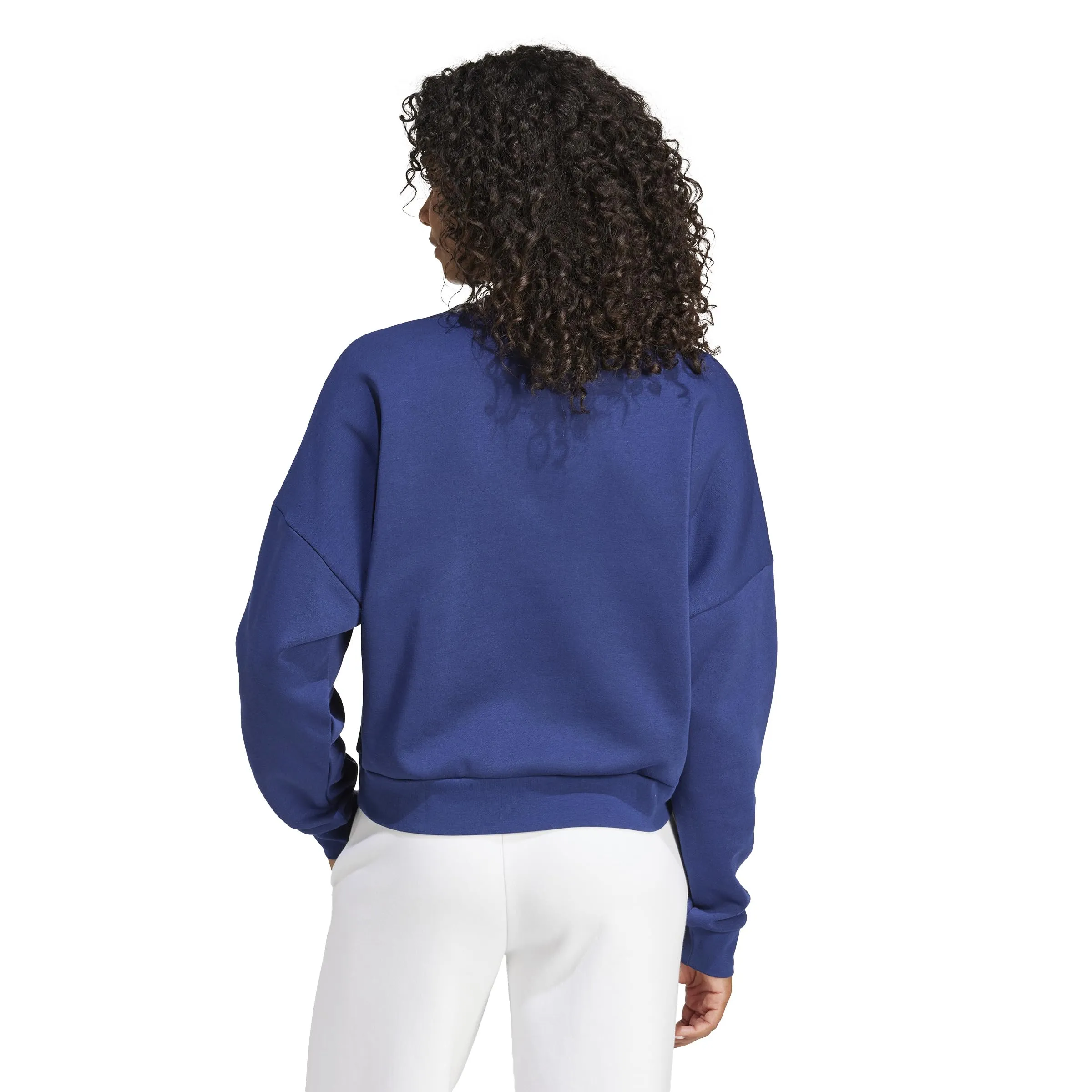 Adidas Felpa da Donna Essentials Small Logo Feel Cozy, Blu Scuro/Bianco, XS - immagine 4