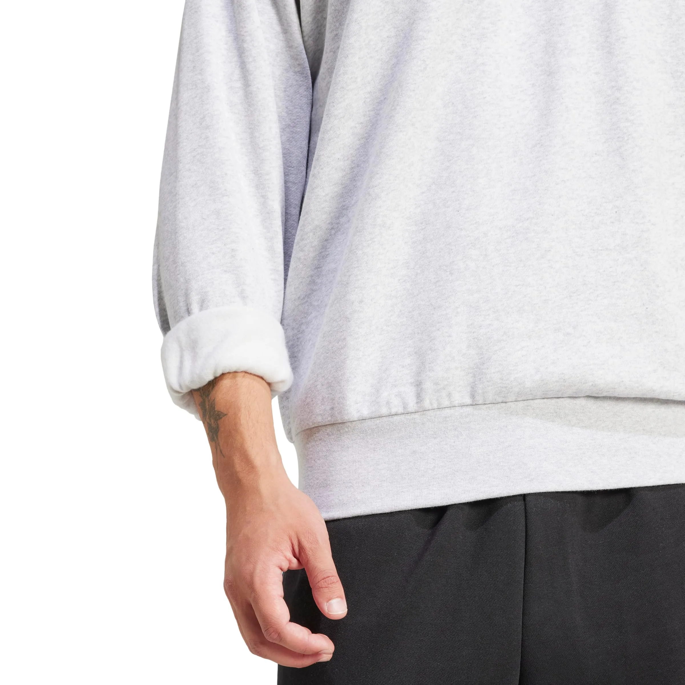 Adidas Essentials Feel Cozy - Felpa in Pile da Uomo, Colore: Grigio Chiaro mélange/Nero, Misura Media, Grigio Chiaro mélange/Nero, M - immagine 4