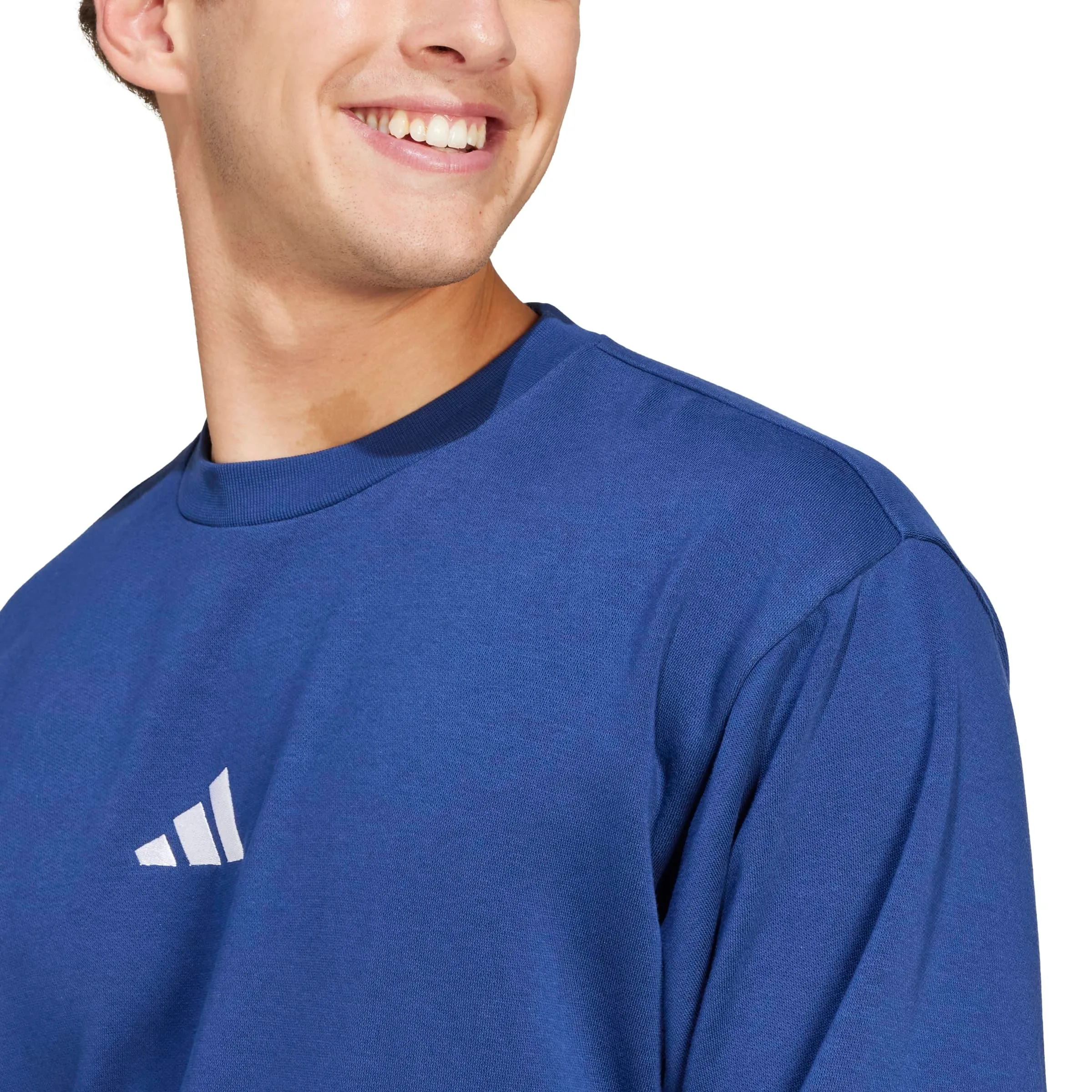 adidas Felpa da uomo Essentials Feel Cozy Fleece, blu scuro/bianco - immagine 4