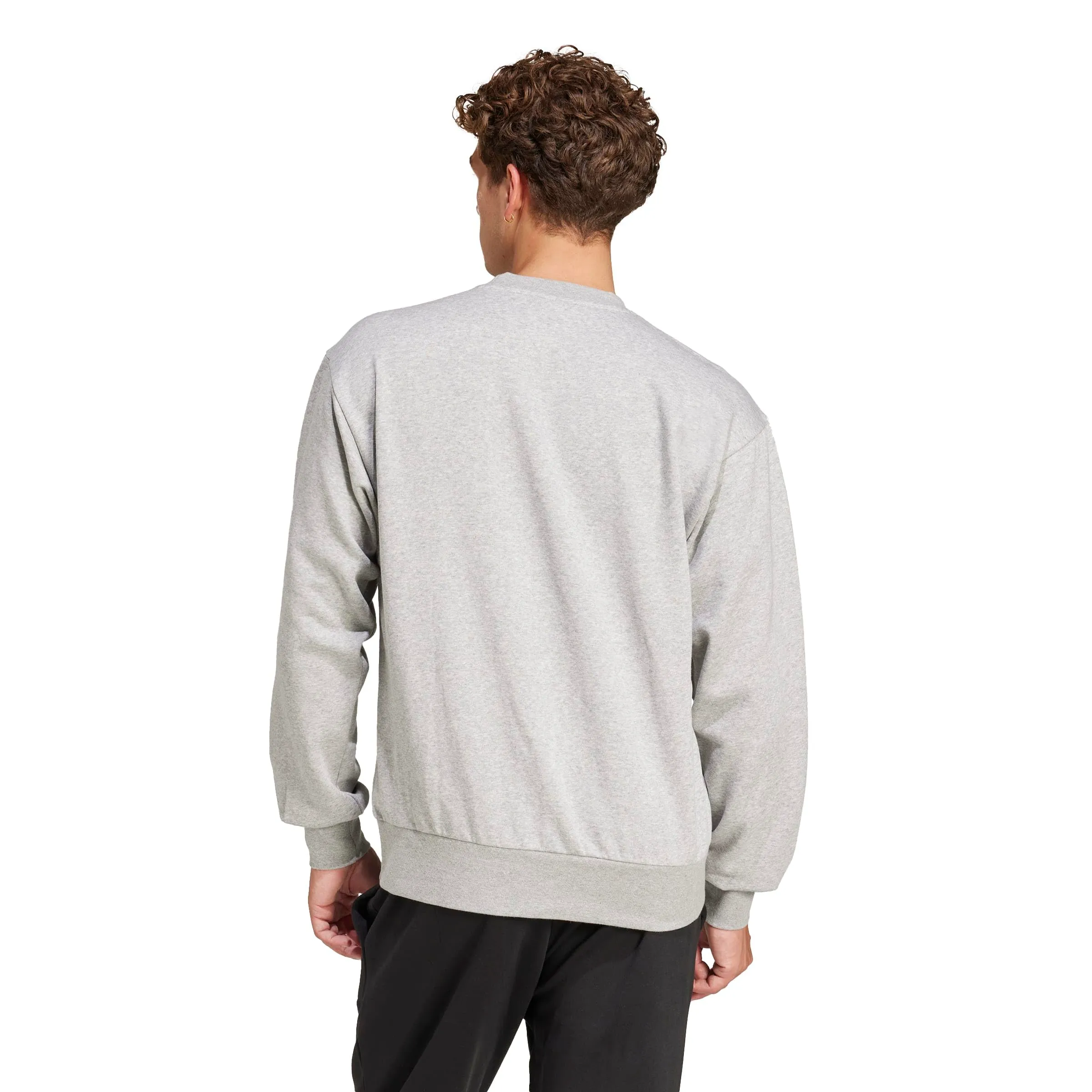 Adidas Essentials Feel Cozy - Felpa in Pile da Uomo, Grigio Medio Melange/Nero, XL - immagine 4