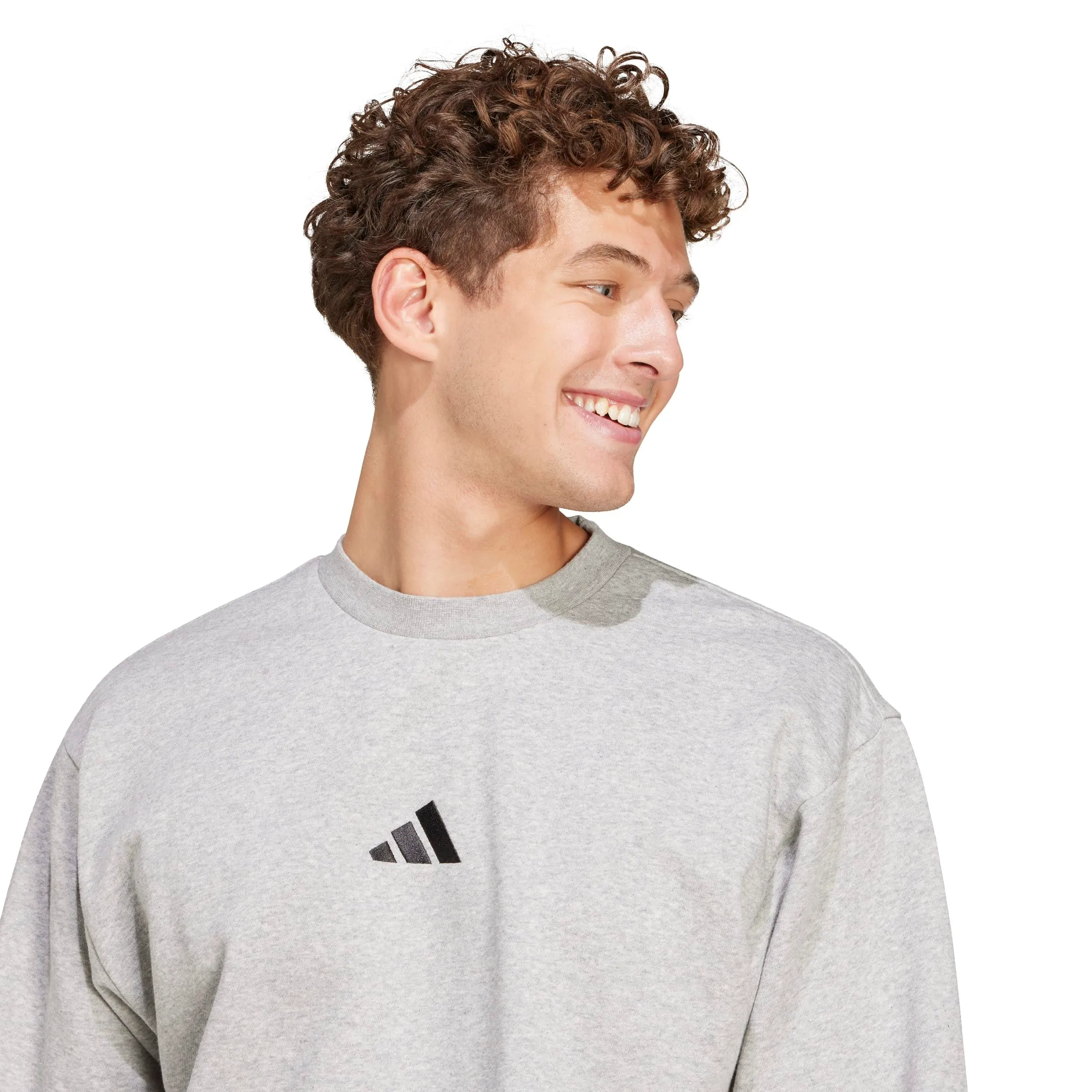Adidas Essentials Feel Cozy - Felpa in Pile da Uomo, Grigio Medio Melange/Nero, XL - immagine 5