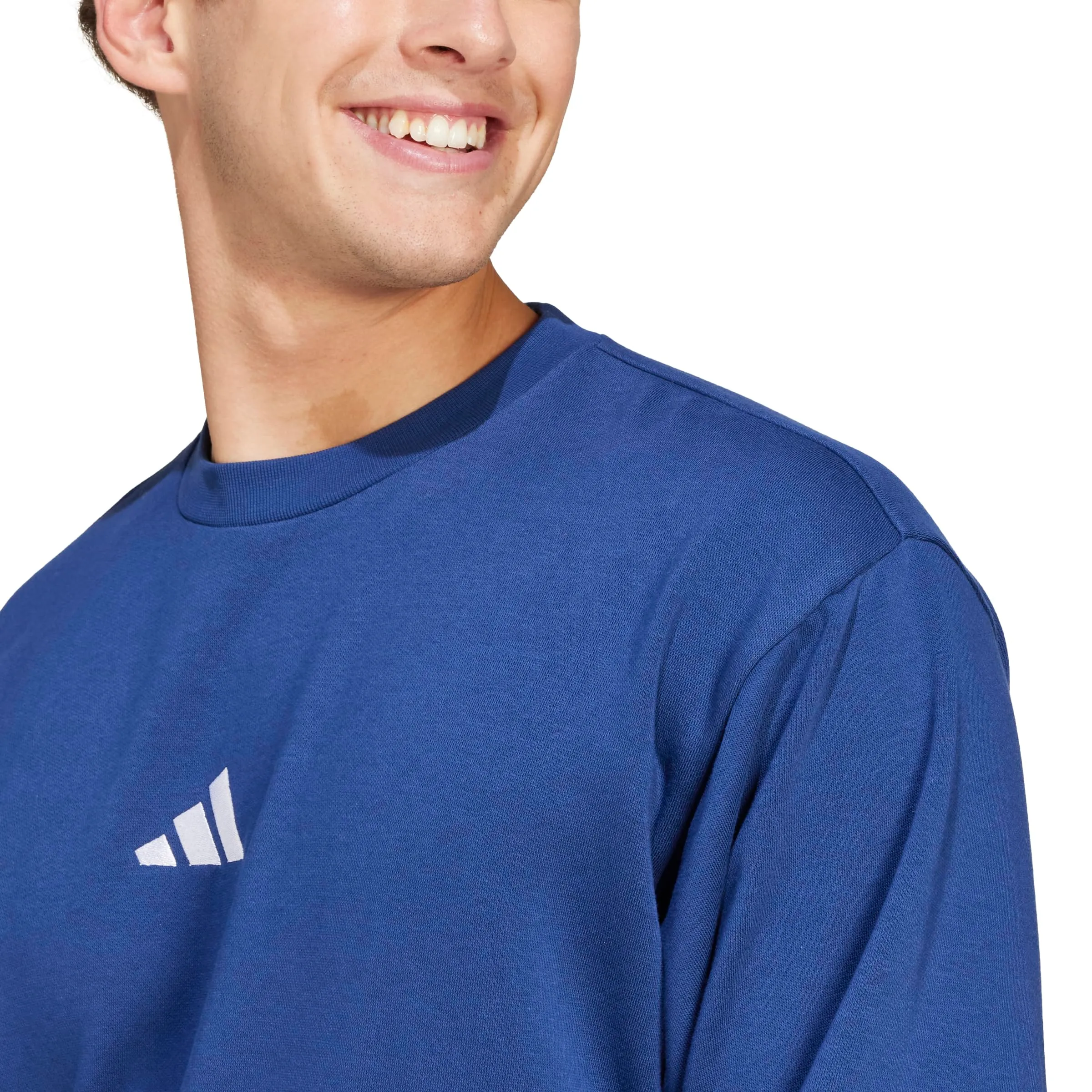 Adidas Essentials Feel Cozy - Felpa in Pile da Uomo, Blu Scuro/Bianco, S - immagine 4