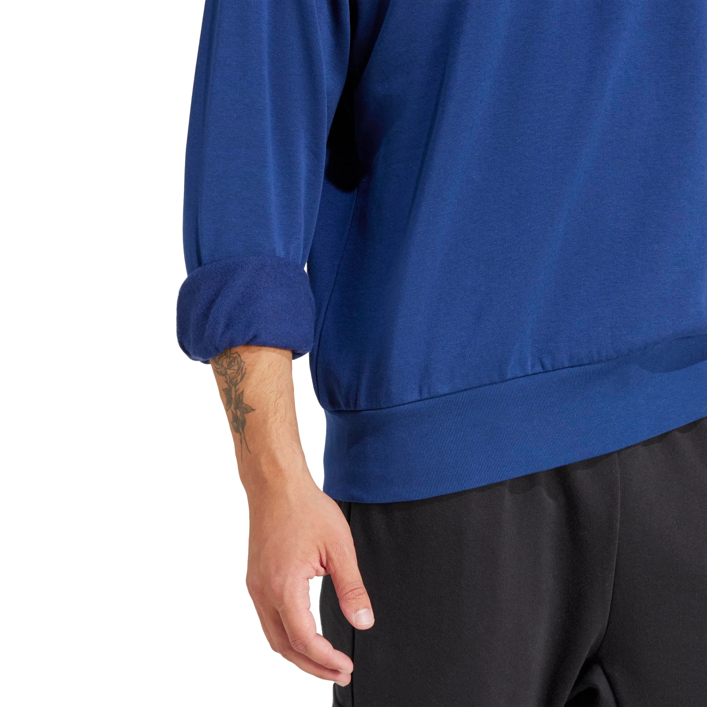 Adidas Essentials Feel Cozy - Felpa in Pile da Uomo, Blu Scuro/Bianco, S - immagine 5