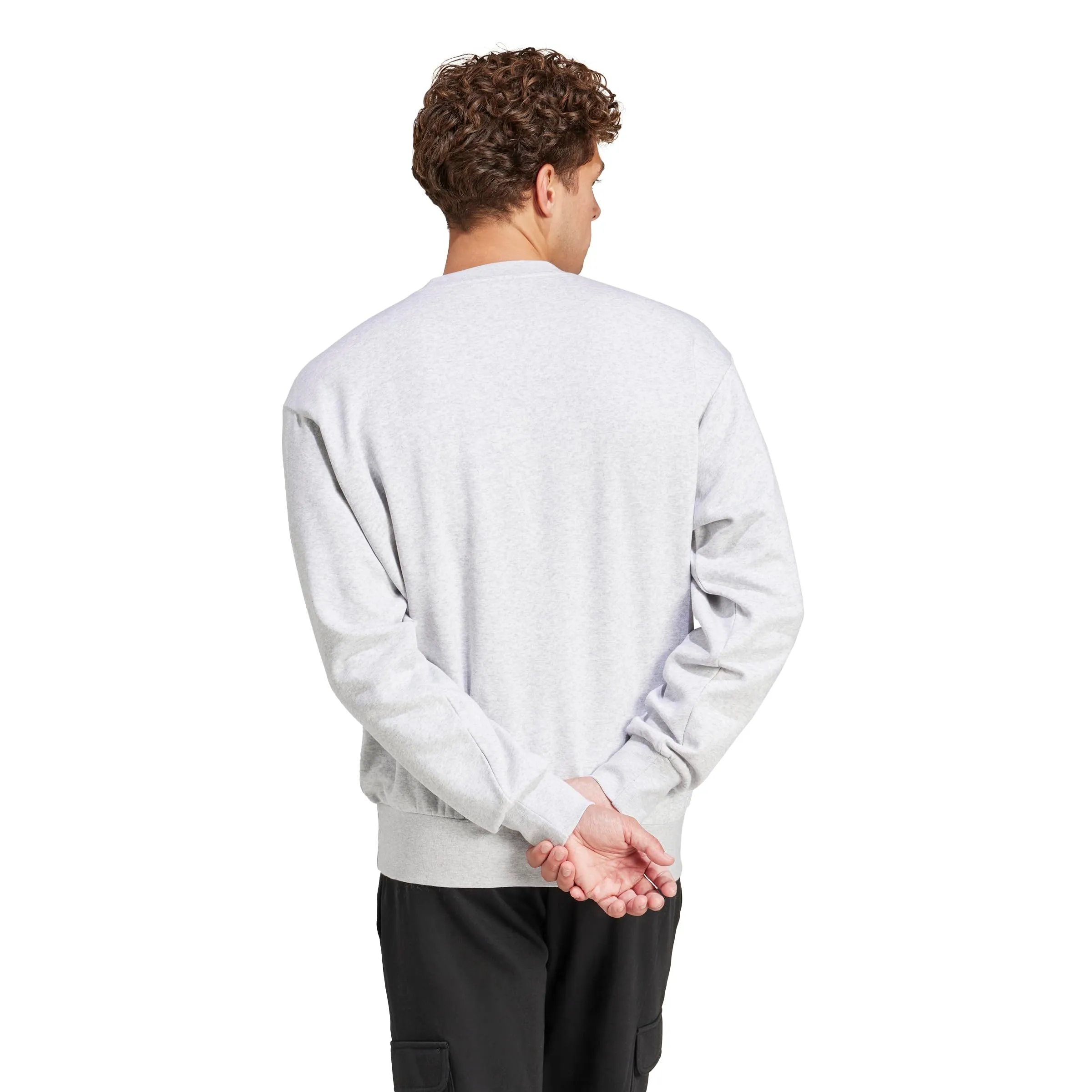 Adidas Felpa da Uomo Essentials Feel Cozy in Pile, Grigio Chiaro/Nero, L, Grigio Chiaro Erica/Nero, L - immagine 3