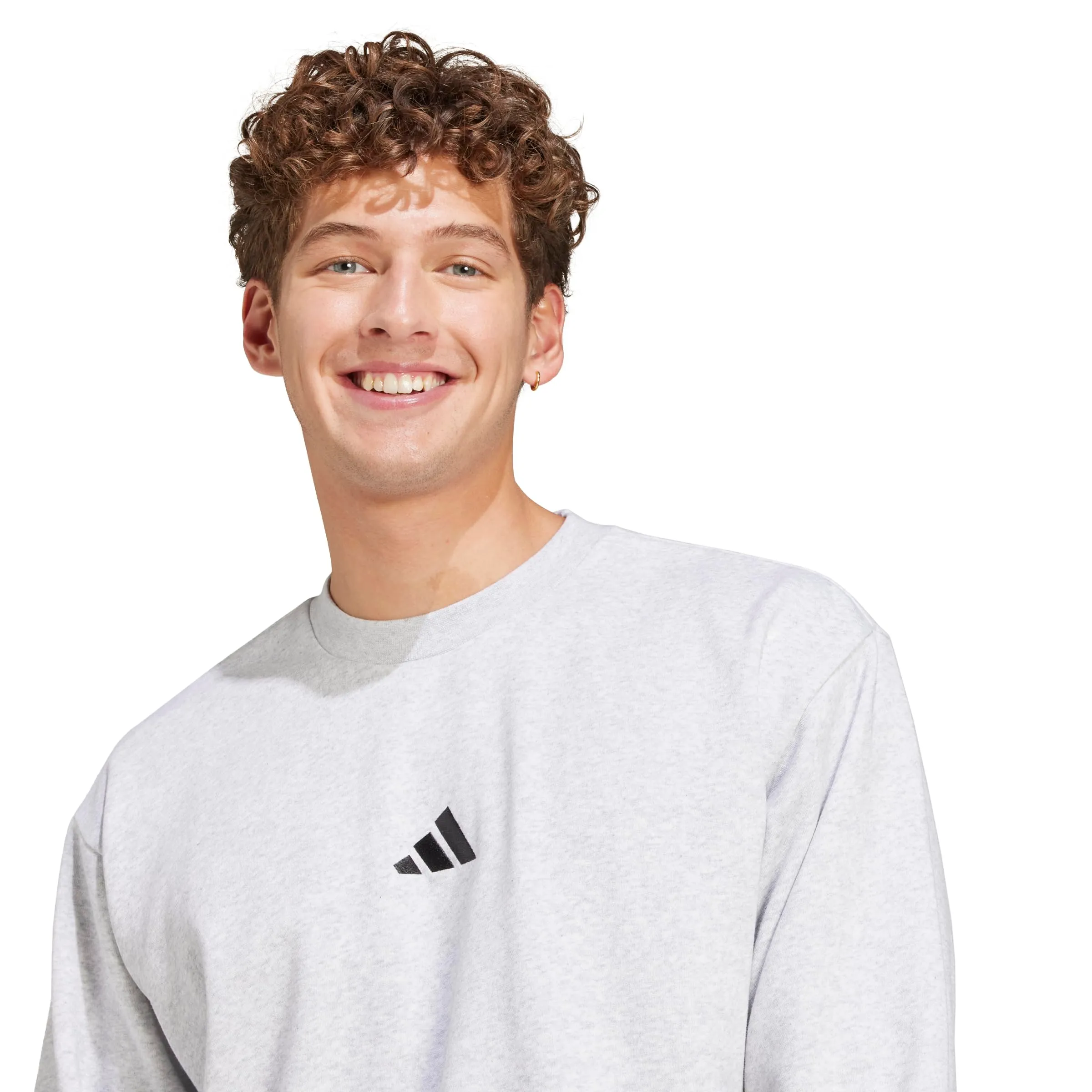 Adidas Felpa da Uomo Essentials Feel Cozy in Pile, Grigio Chiaro/Nero, L, Grigio Chiaro Erica/Nero, L - immagine 5