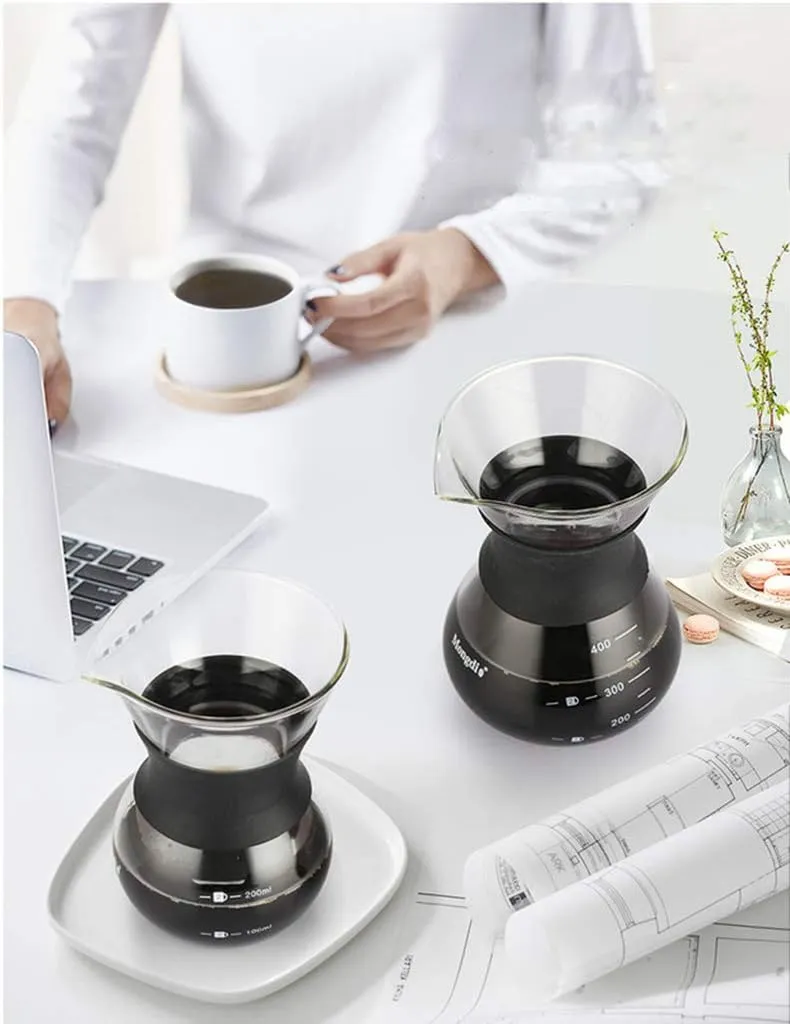 YunNasi Caffettiera Pour Over Coffee Maker Dripper Manuale per Fare il Caffè con Caraffa in Vetro e Filtro Permanente Riutilizzabile in Acciaio Inox Adatto per Polvere di Caffè Macinato (600 ml) - immagine 7