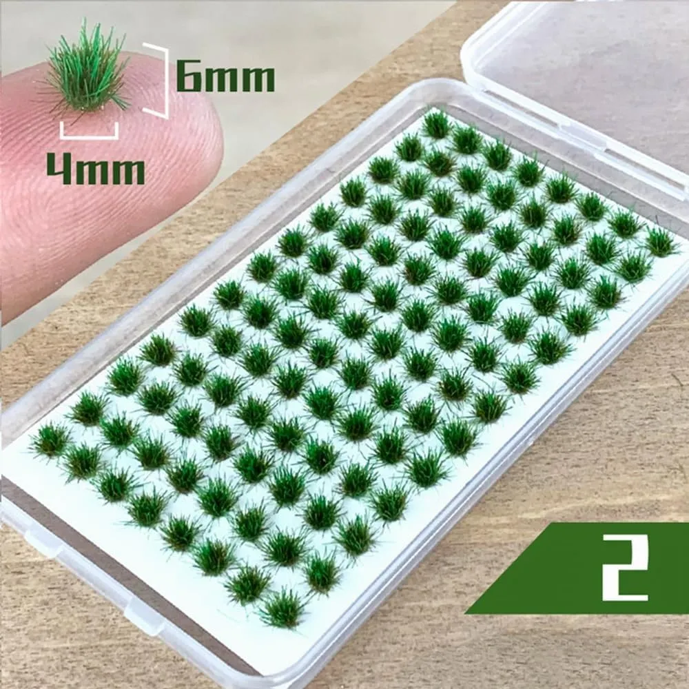 RXKFIGX 120 PCS Ciuffi d'erba Modello di terreno a mini ciuffi Modello di ciuffo Erba statica Kit erba resina statica scenario modello Per la decorazione del terreno Treno e paesaggio ferroviario - immagine 6