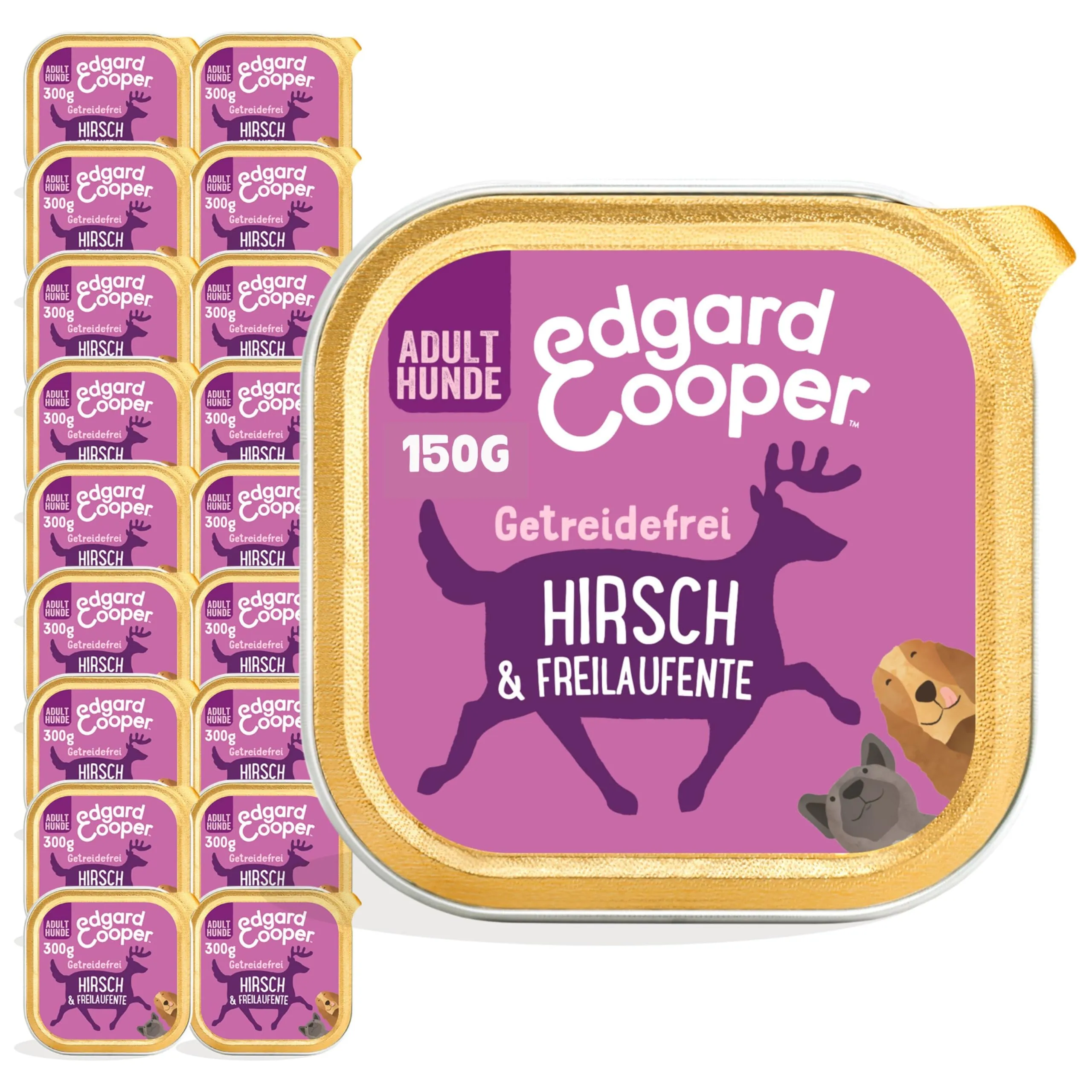 Edgard & Cooper Cibo umido per cani (selvatico e anatra, 150 g x 11), senza cereali, ingredienti naturali e carne fresca, pieno di aminoacidi essenziali - immagine 1