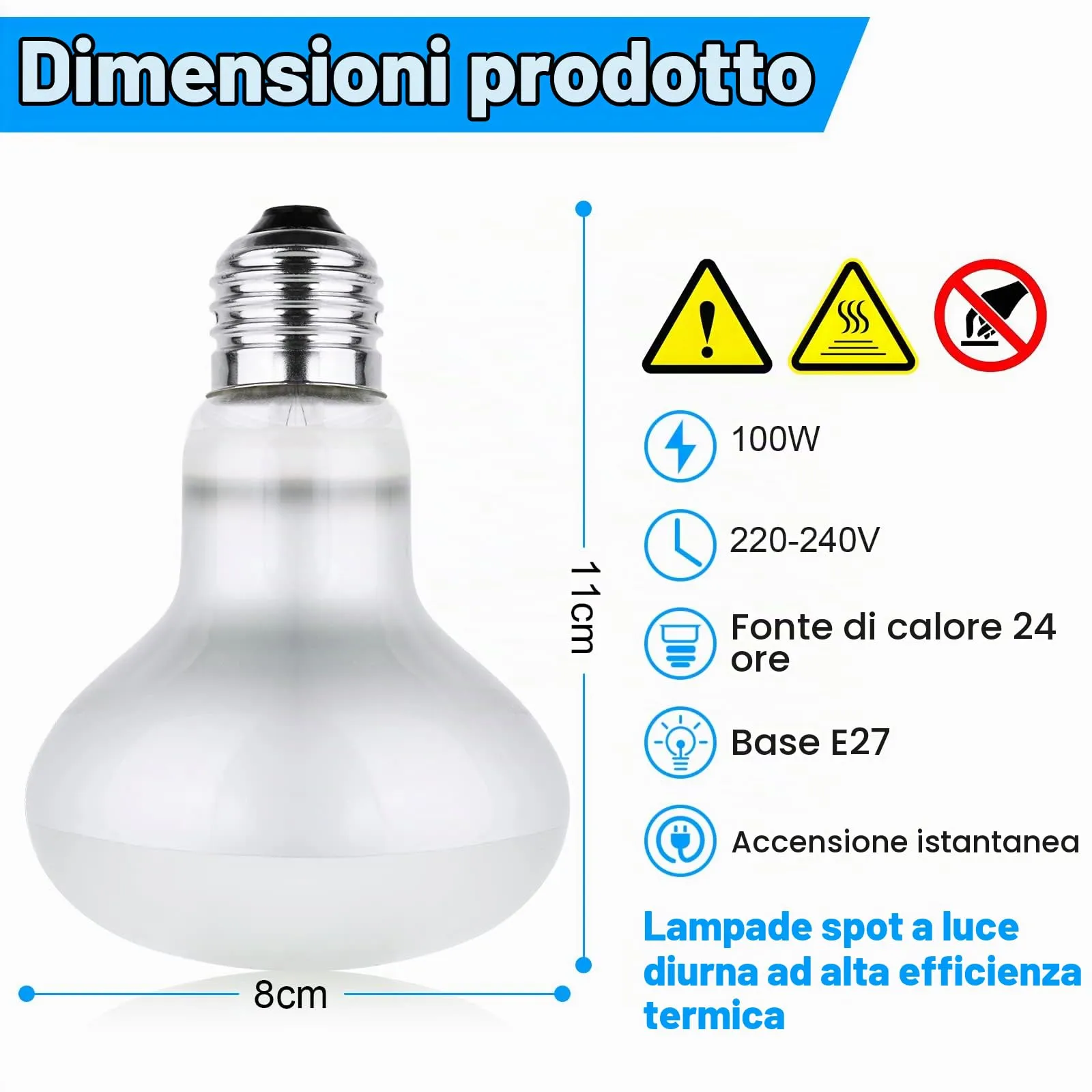 vsshe Lampada Calore per Rettili, 2 Pezzi 100W UVA Lampada Riscaldante Tartarughe, Lampadina riscaldante E27 per rettili, Lampadas Riscaldantes per Rettilis, per Tartaruga Serpente Lucertola Cacatua - immagine 2