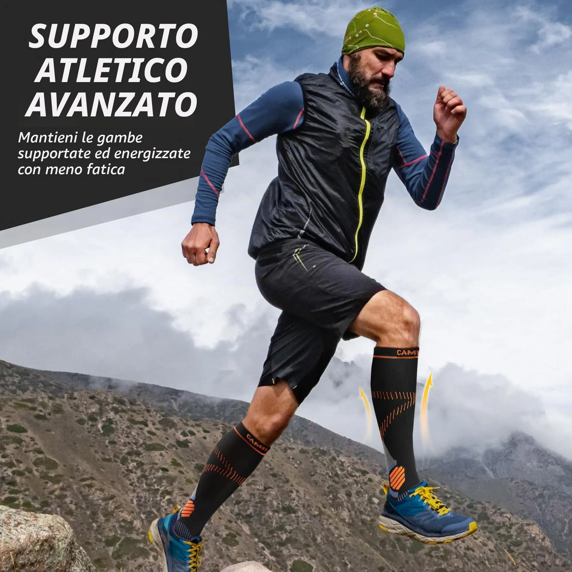 CAMBIVO Calze Compressione Graduata Donna Uomo 2Paia, Gambaletti Compressione Graduata 15-20 mmHg, Calze Elastiche a Compressione Antitrombo, Calzini Lunghe per Vene Varicose, Aereo, Sportive, Corsa - immagine 7