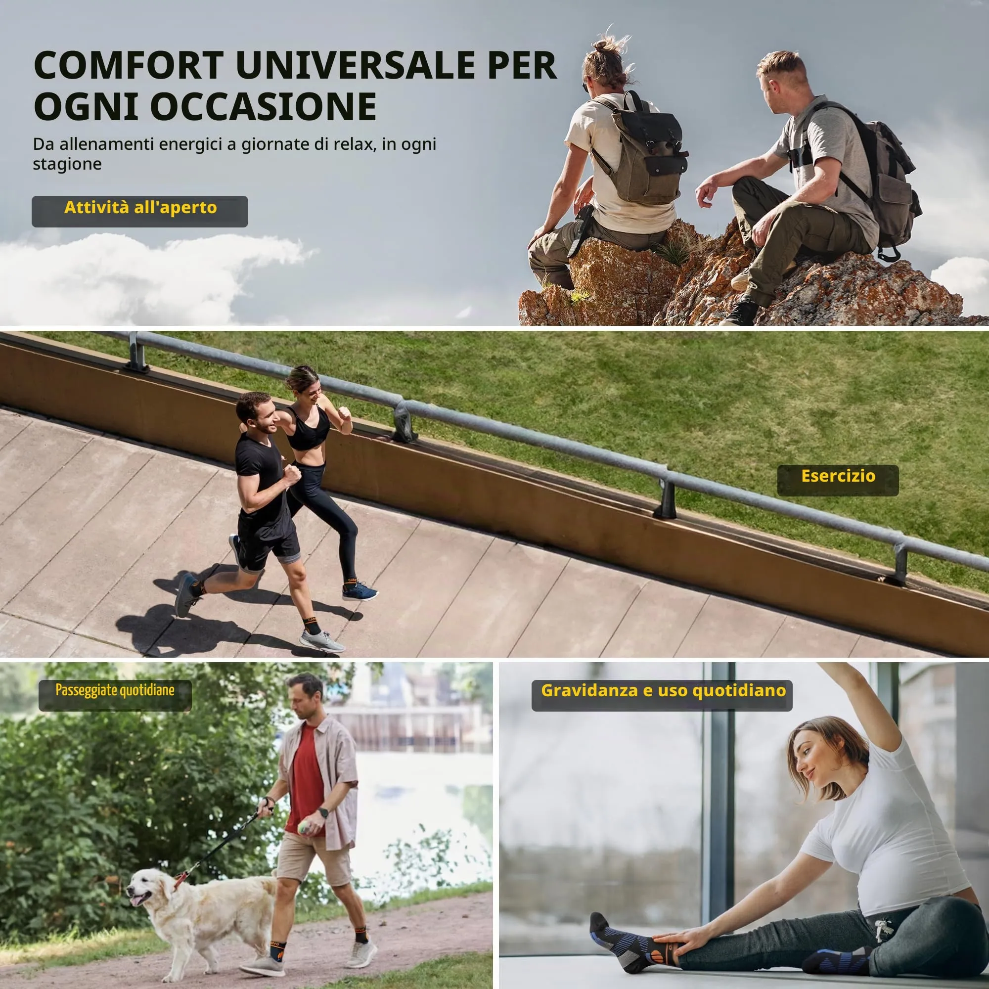 CAMBIVO Calze Compressione Graduata Donna Uomo 2Paia, Gambaletti Compressione Graduata, Calze Elastiche a Compressione Antitrombo, Calzini Corte per Vene Varicose, Aereo, Sportive, Corsa - immagine 2
