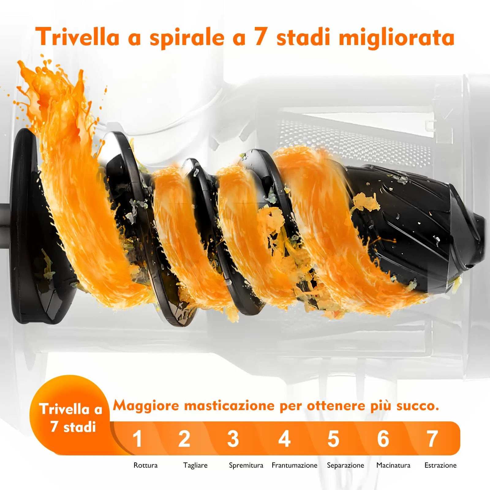 AMZCHEF Estrattore Frutta e Verdura - Estrattore a Freddo Pofessionale - Masticazione Delicata Non C'è Bisogno Di Filtrare - Estrattore Di Succo Senza BPA con Due Tazze e Pennello - Verde - immagine 4