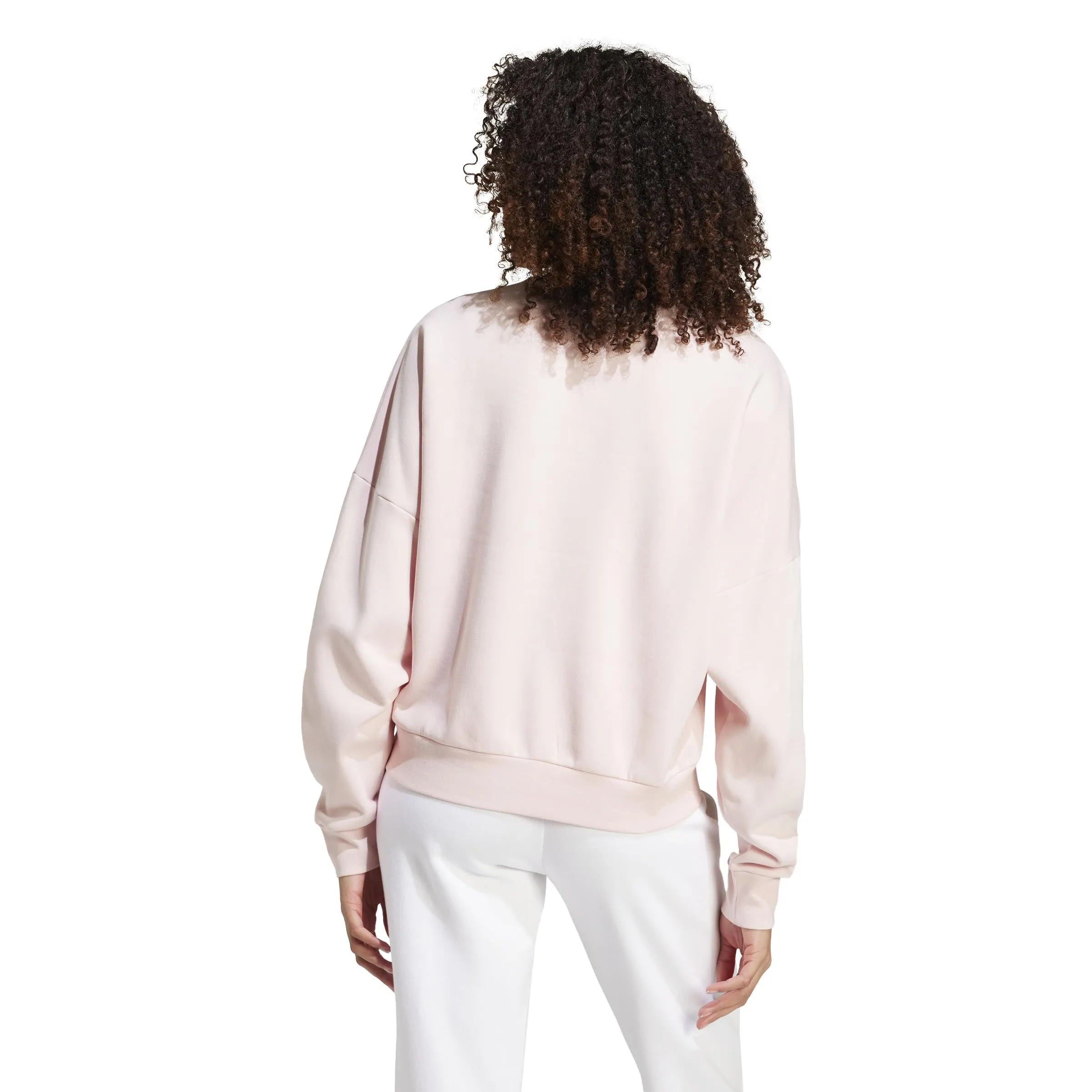 adidas Donna Essentials Small Logo Feel Cozy Sweatshirt, Sandy Pink/White, XS - immagine 3