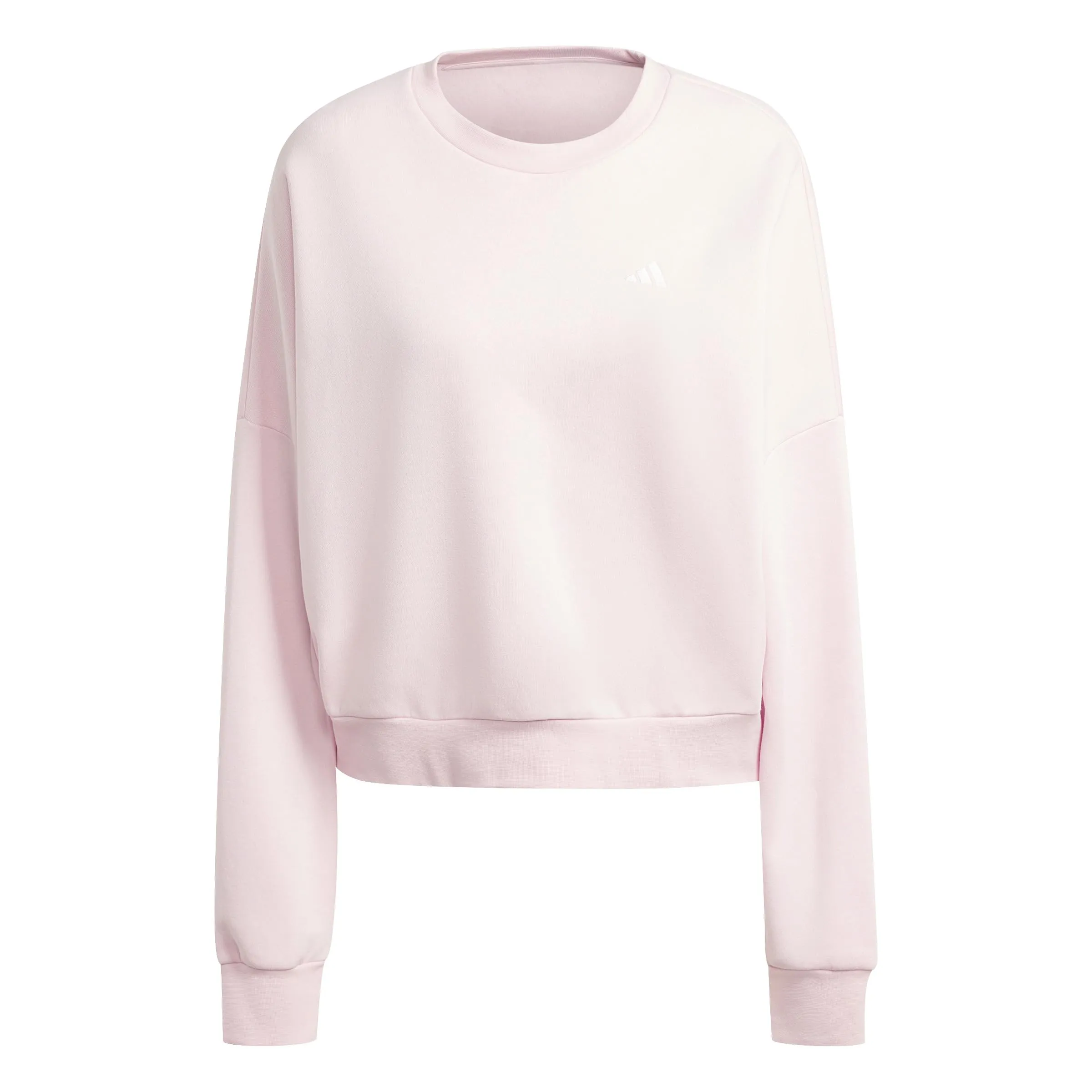 adidas Donna Essentials Small Logo Feel Cozy Sweatshirt, Sandy Pink/White, XS - immagine 4