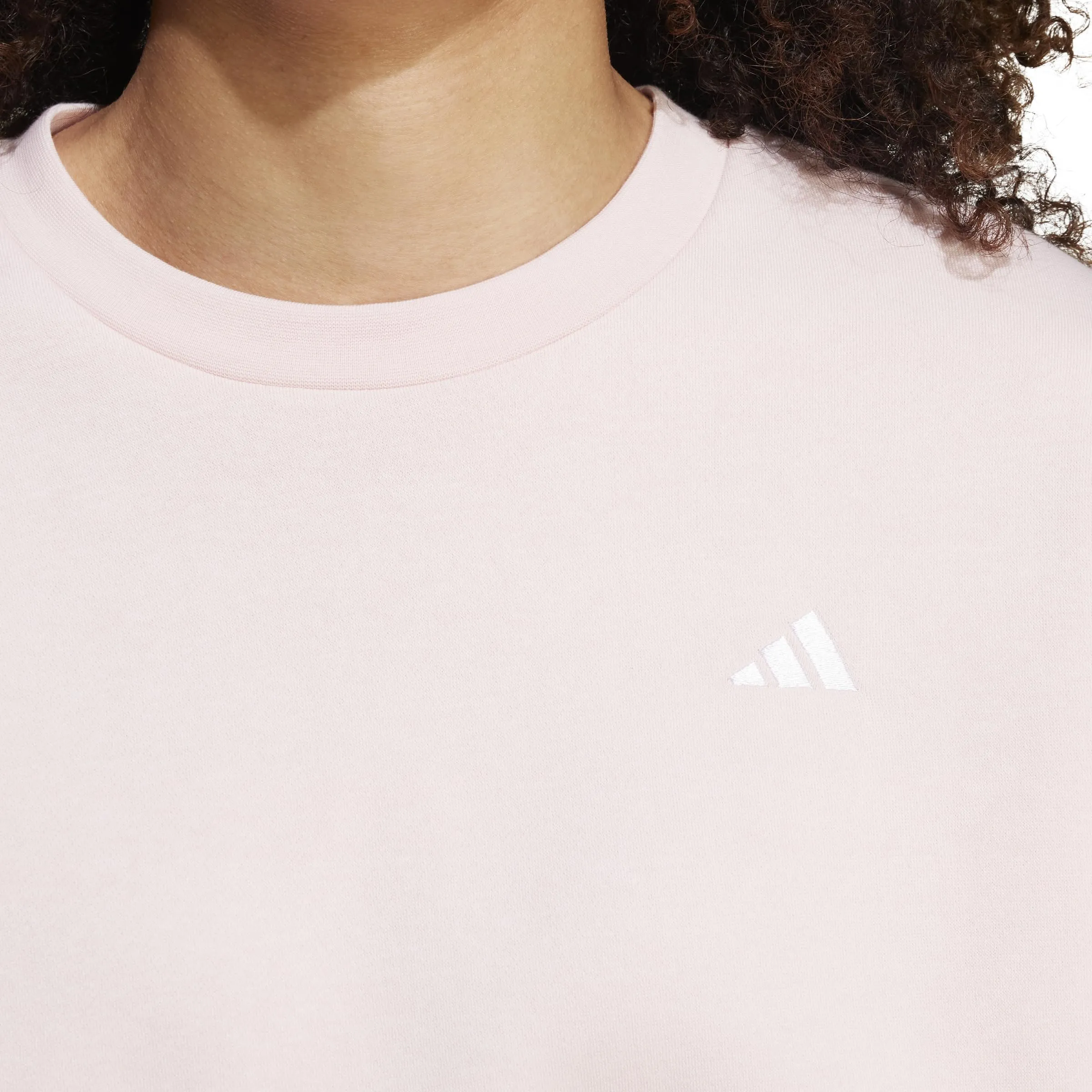adidas Donna Essentials Small Logo Feel Cozy Sweatshirt, Sandy Pink/White, XS - immagine 5