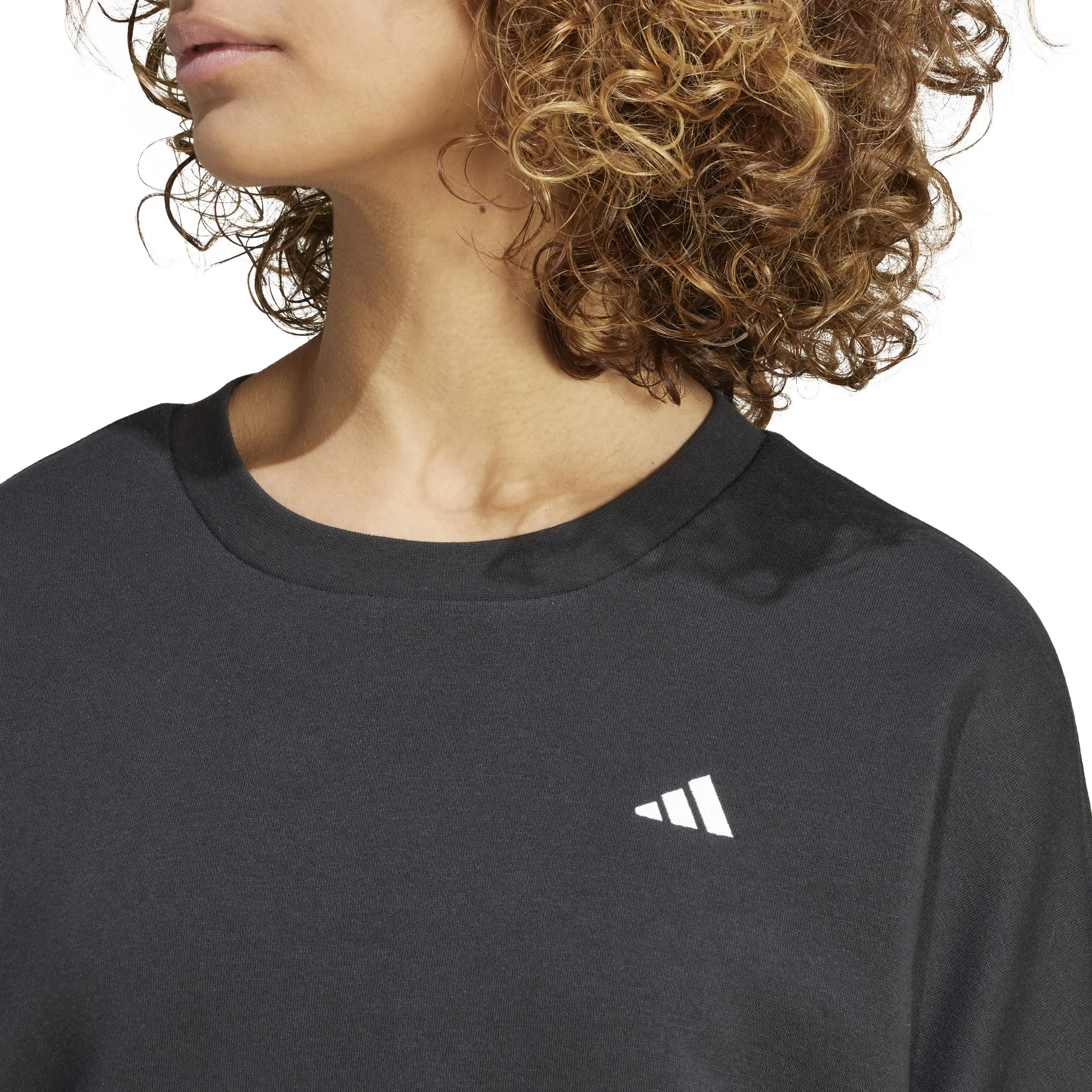 Adidas Donna Essentials Small Logo Feel Cozy Sweatshirt, Black/White, M - immagine 3