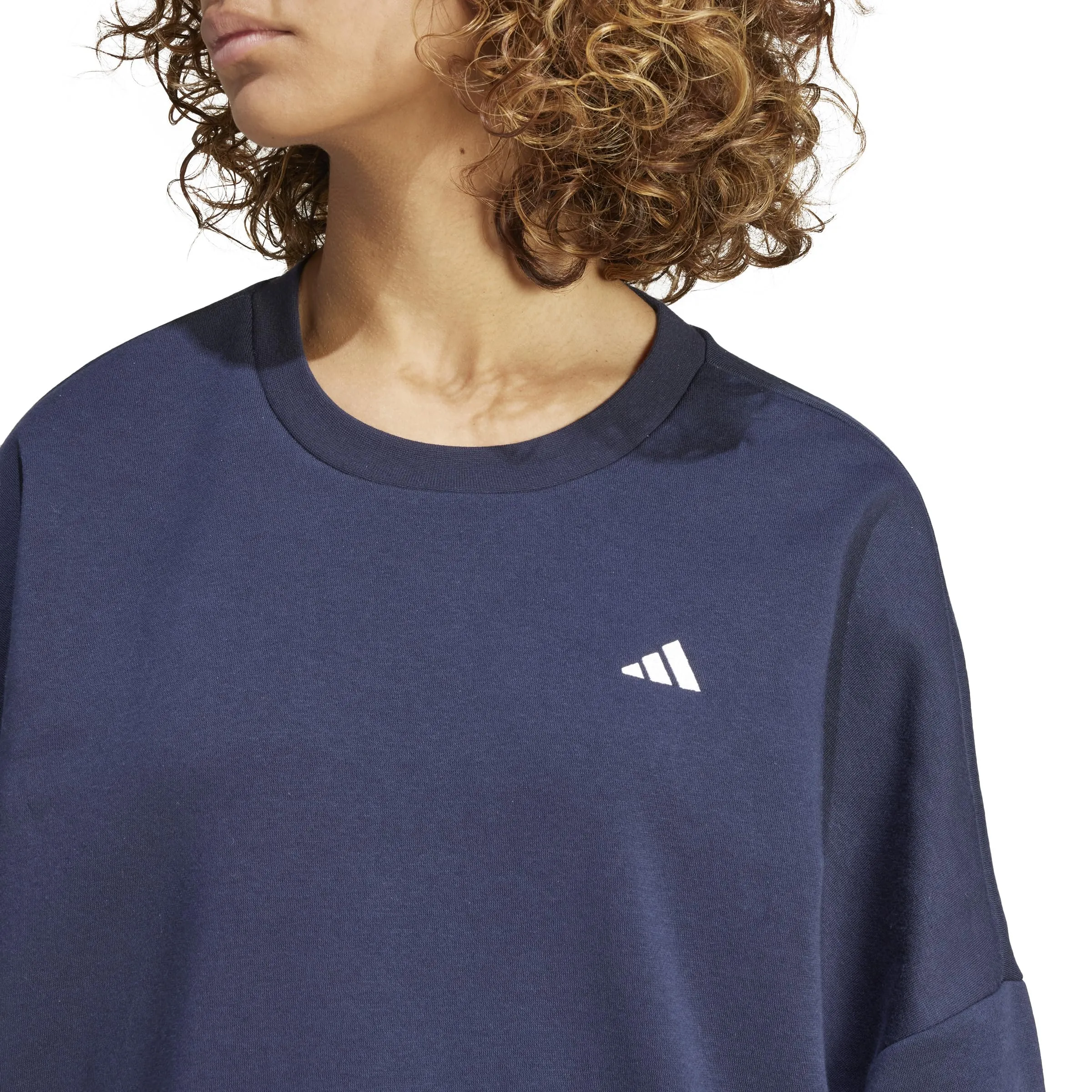 Adidas Donna Essentials Small Logo Feel Cozy Sweatshirt, Legend Ink/White, XS - immagine 3