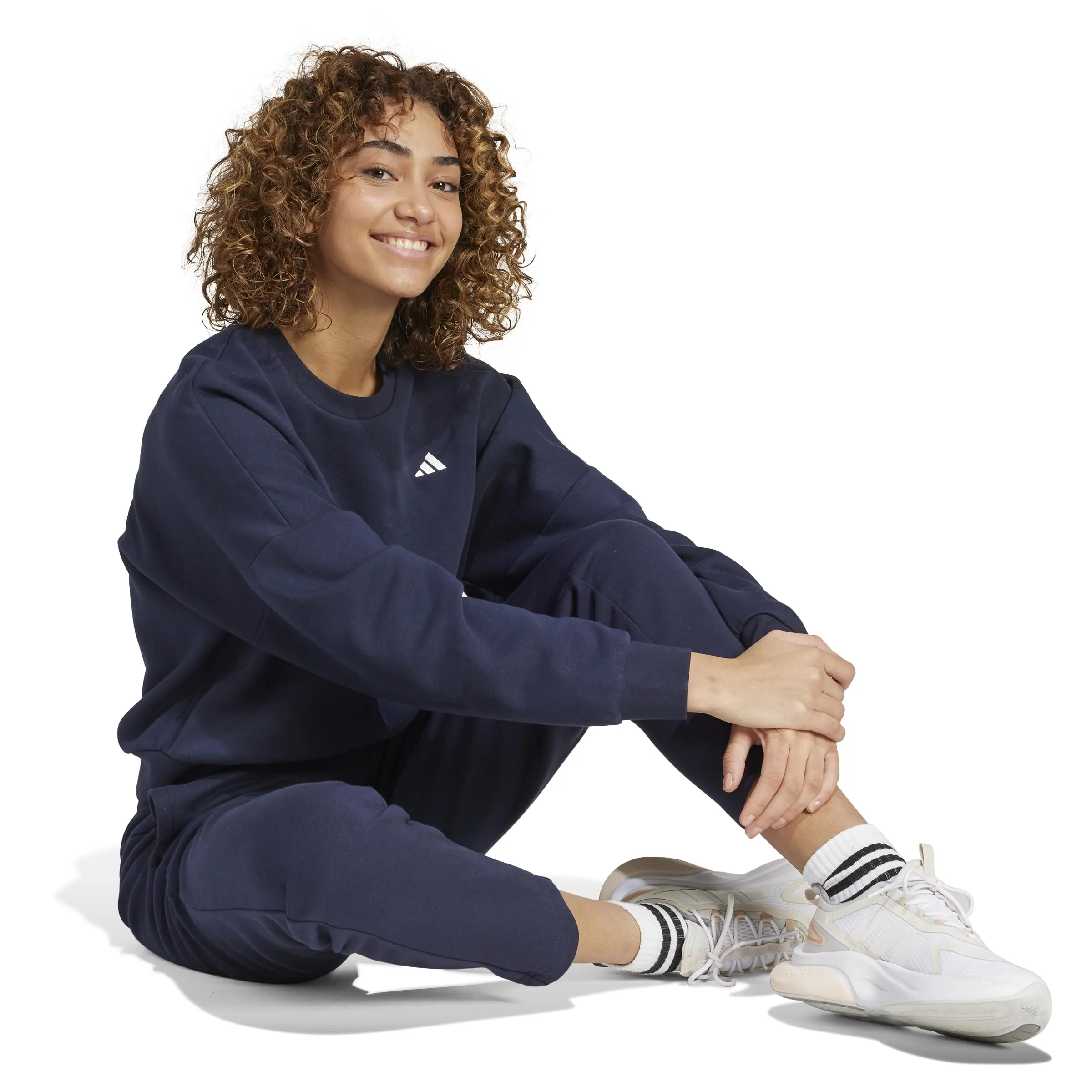 Adidas Donna Essentials Small Logo Feel Cozy Sweatshirt, Legend Ink/White, XS - immagine 5